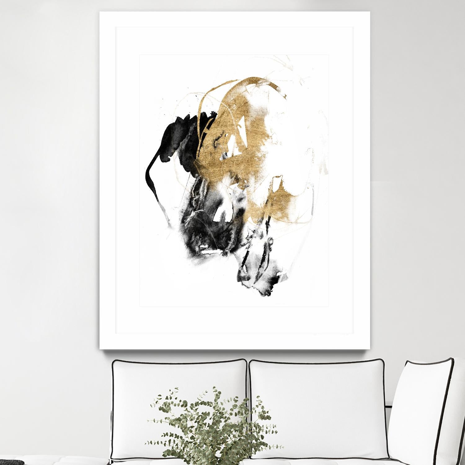 Black & Gold Splash II by Jennifer Goldberger on GIANT ART - metallics abstract