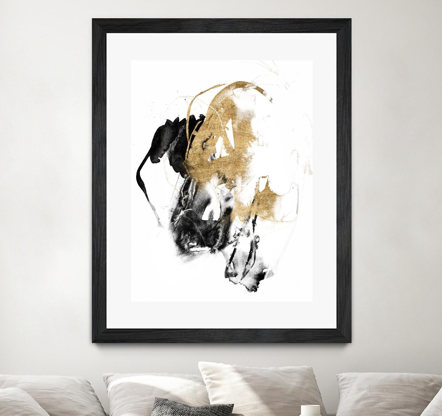 Black & Gold Splash II by Jennifer Goldberger on GIANT ART - metallics abstract