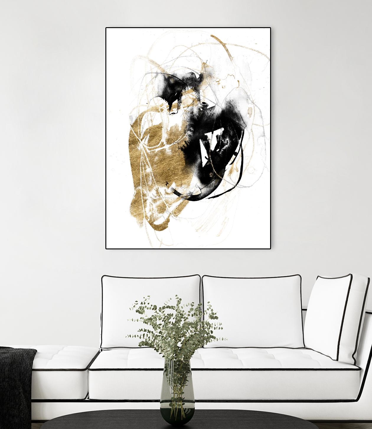 Black & Gold Splash III by Jennifer Goldberger on GIANT ART - metallics abstract