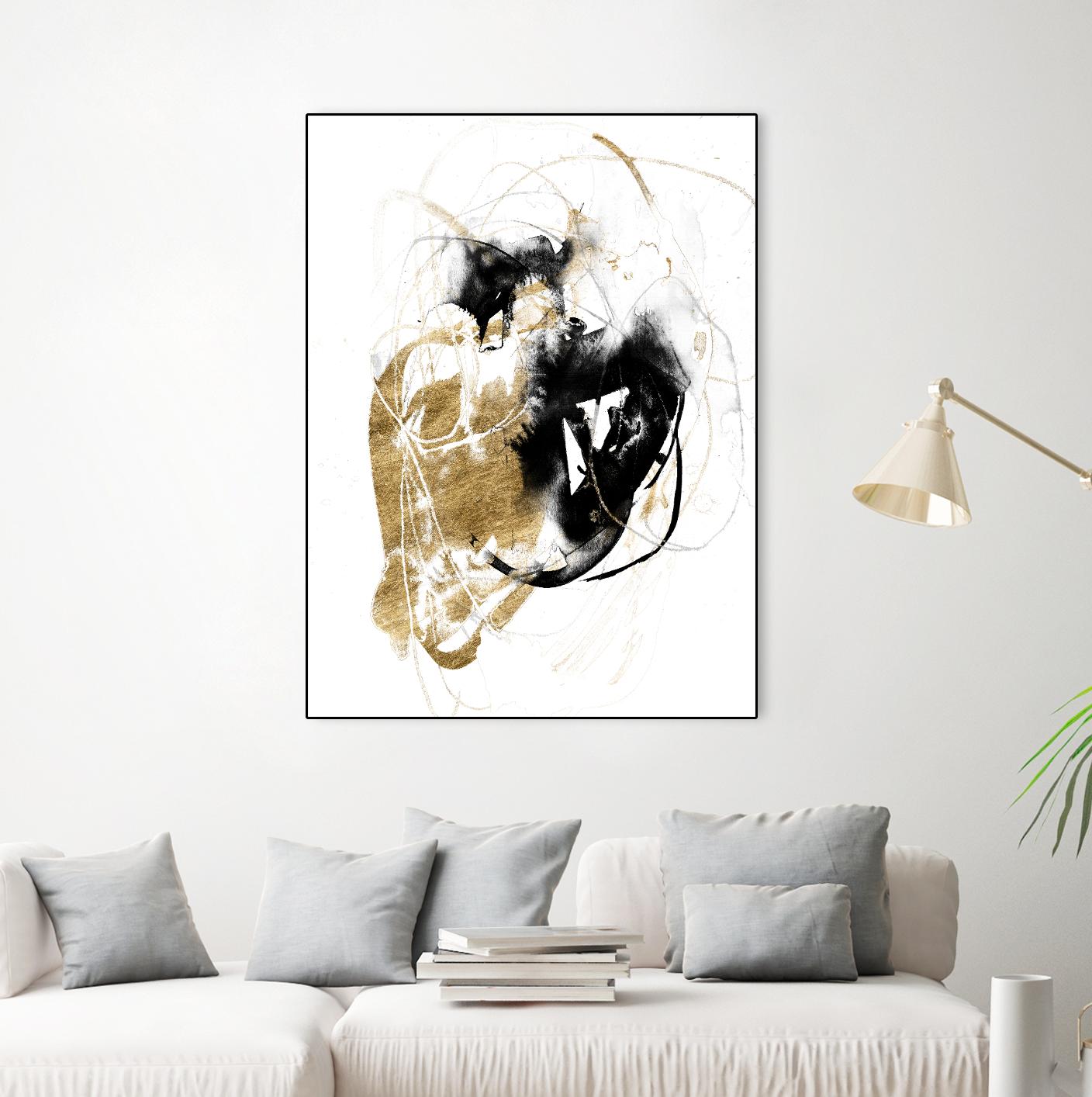 Black & Gold Splash III by Jennifer Goldberger on GIANT ART - metallics abstract