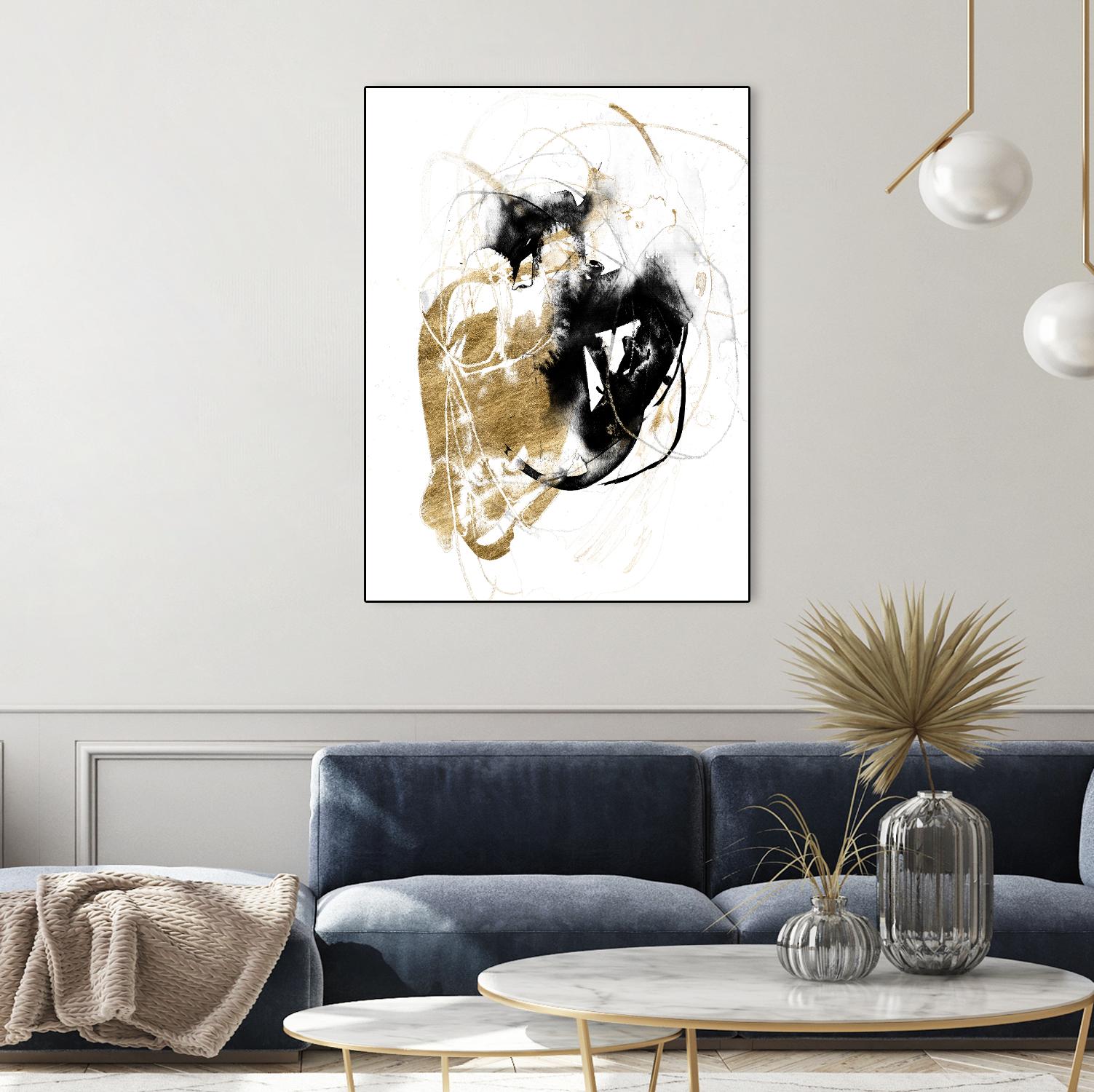 Black & Gold Splash III by Jennifer Goldberger on GIANT ART - metallics abstract