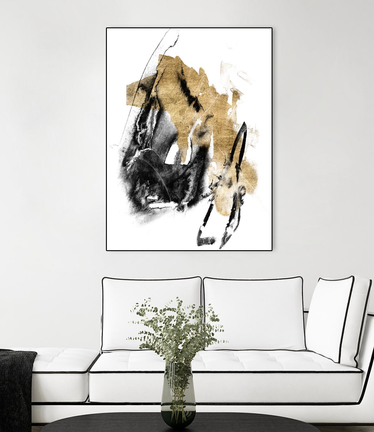 Black & Gold Splash IV by Jennifer Goldberger on GIANT ART - metallics abstract