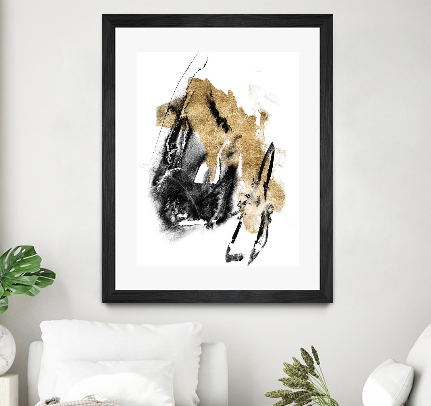 Black & Gold Splash IV by Jennifer Goldberger on GIANT ART - metallics abstract