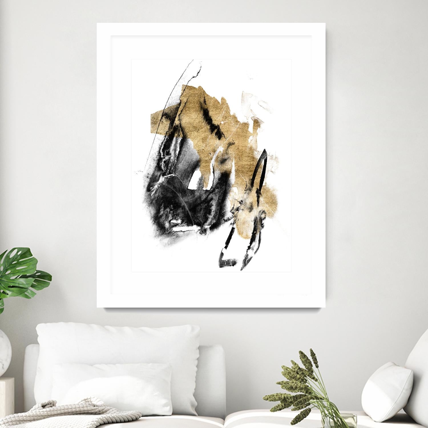 Black & Gold Splash IV by Jennifer Goldberger on GIANT ART - metallics abstract
