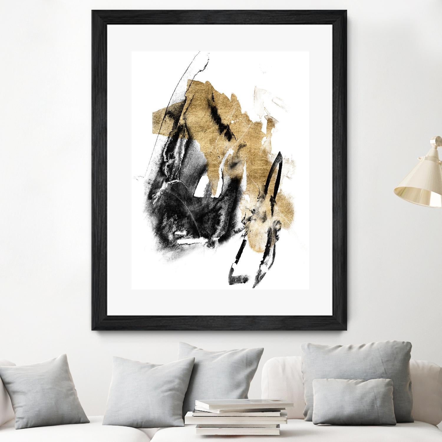 Black & Gold Splash IV by Jennifer Goldberger on GIANT ART - metallics abstract