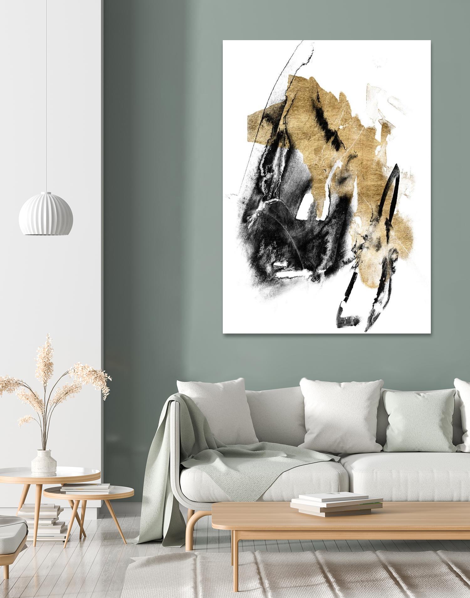 Black & Gold Splash IV by Jennifer Goldberger on GIANT ART - metallics abstract