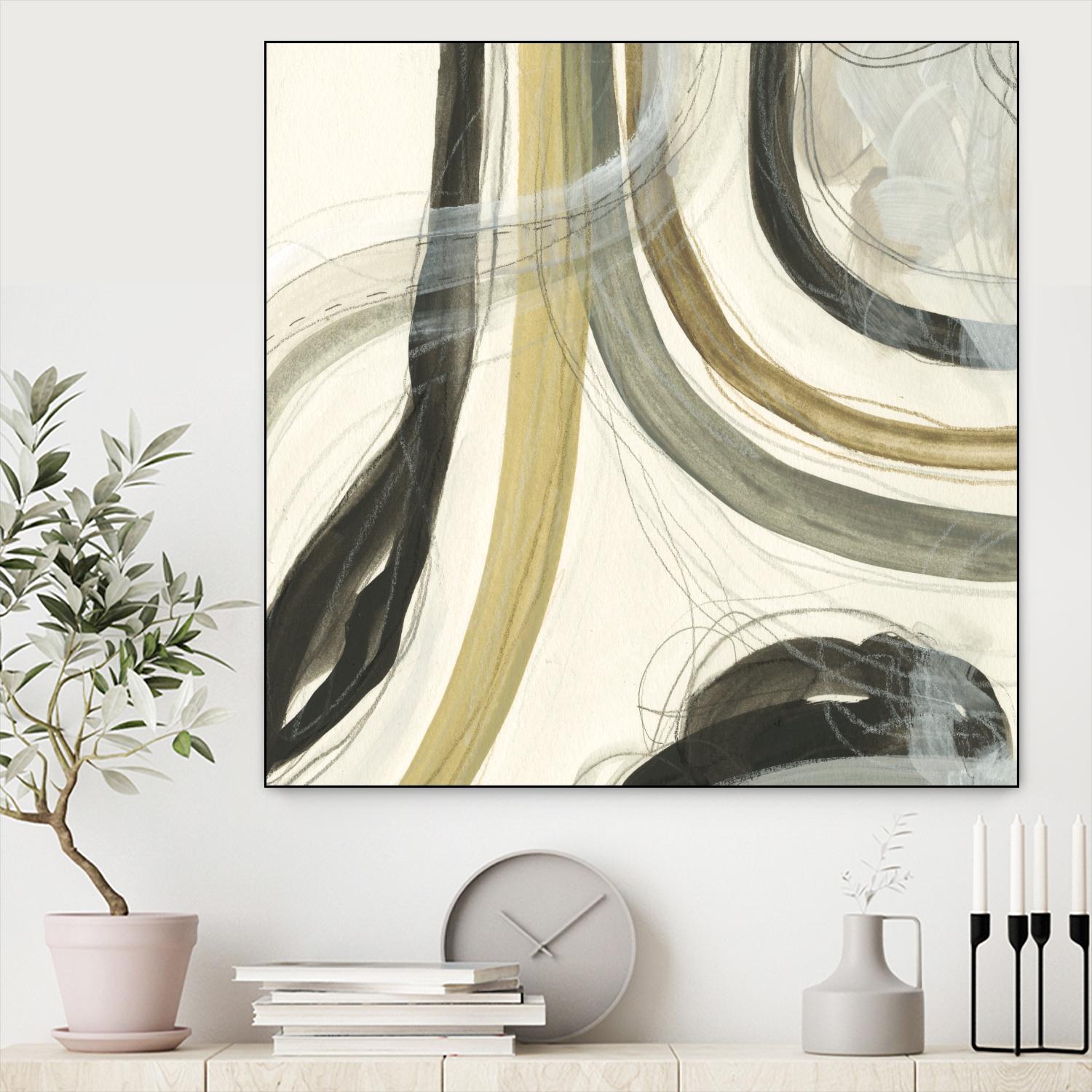 Neutral Lines II by June Erica Vess on GIANT ART - brown abstract