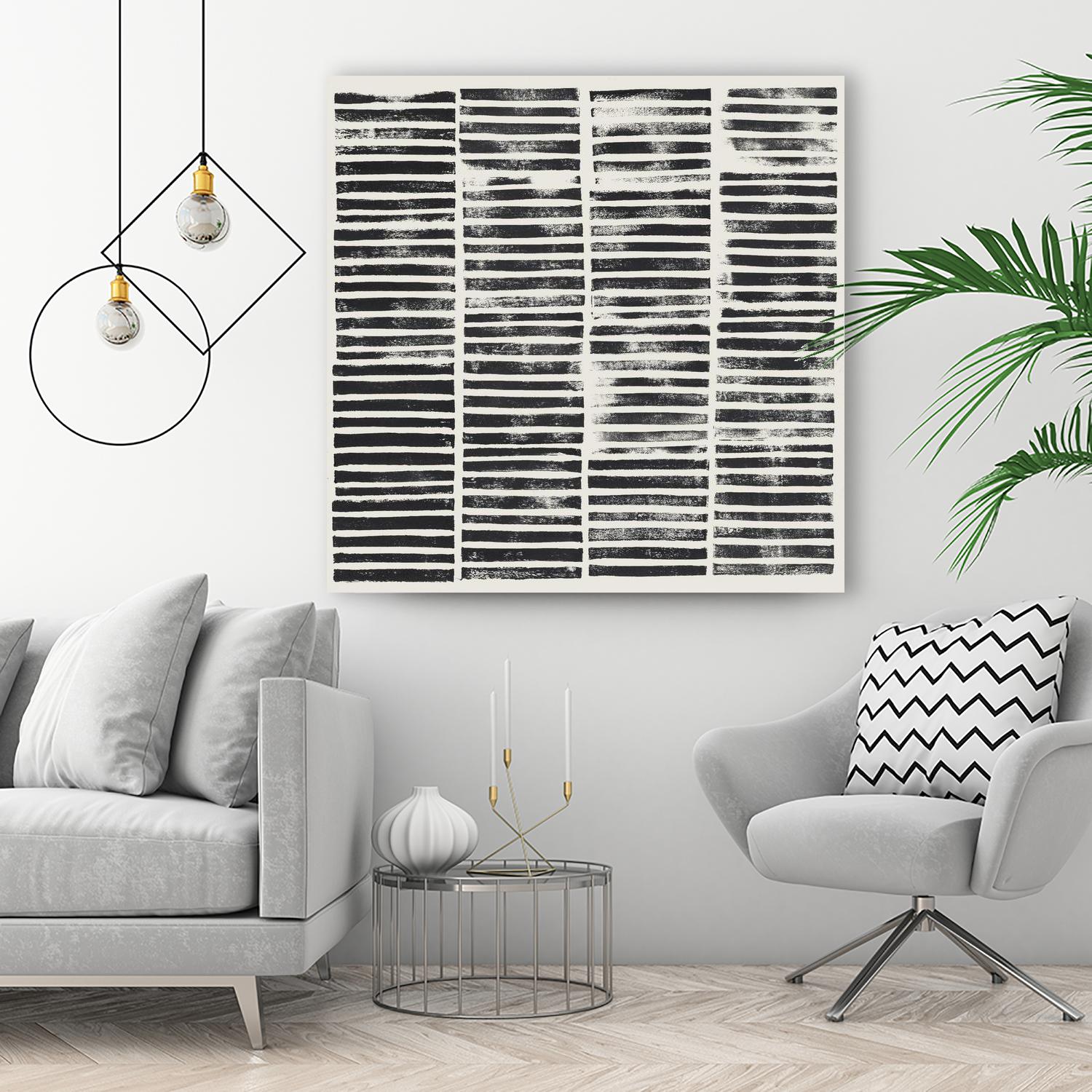 Stripe Block Prints II by Grace Popp on GIANT ART - black abstract