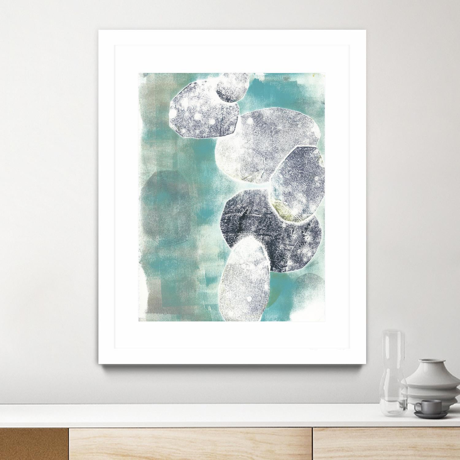 Descending Orbs II by Jennifer Goldberger on GIANT ART - blue abstract