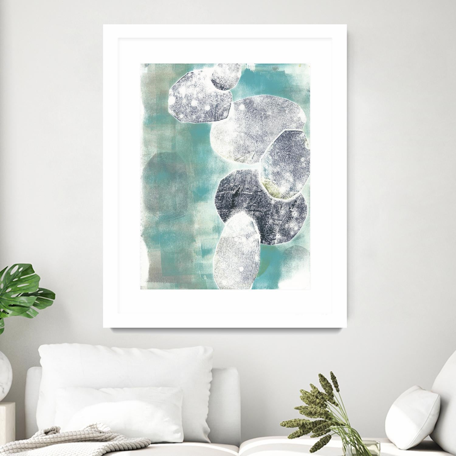 Descending Orbs II by Jennifer Goldberger on GIANT ART - blue abstract