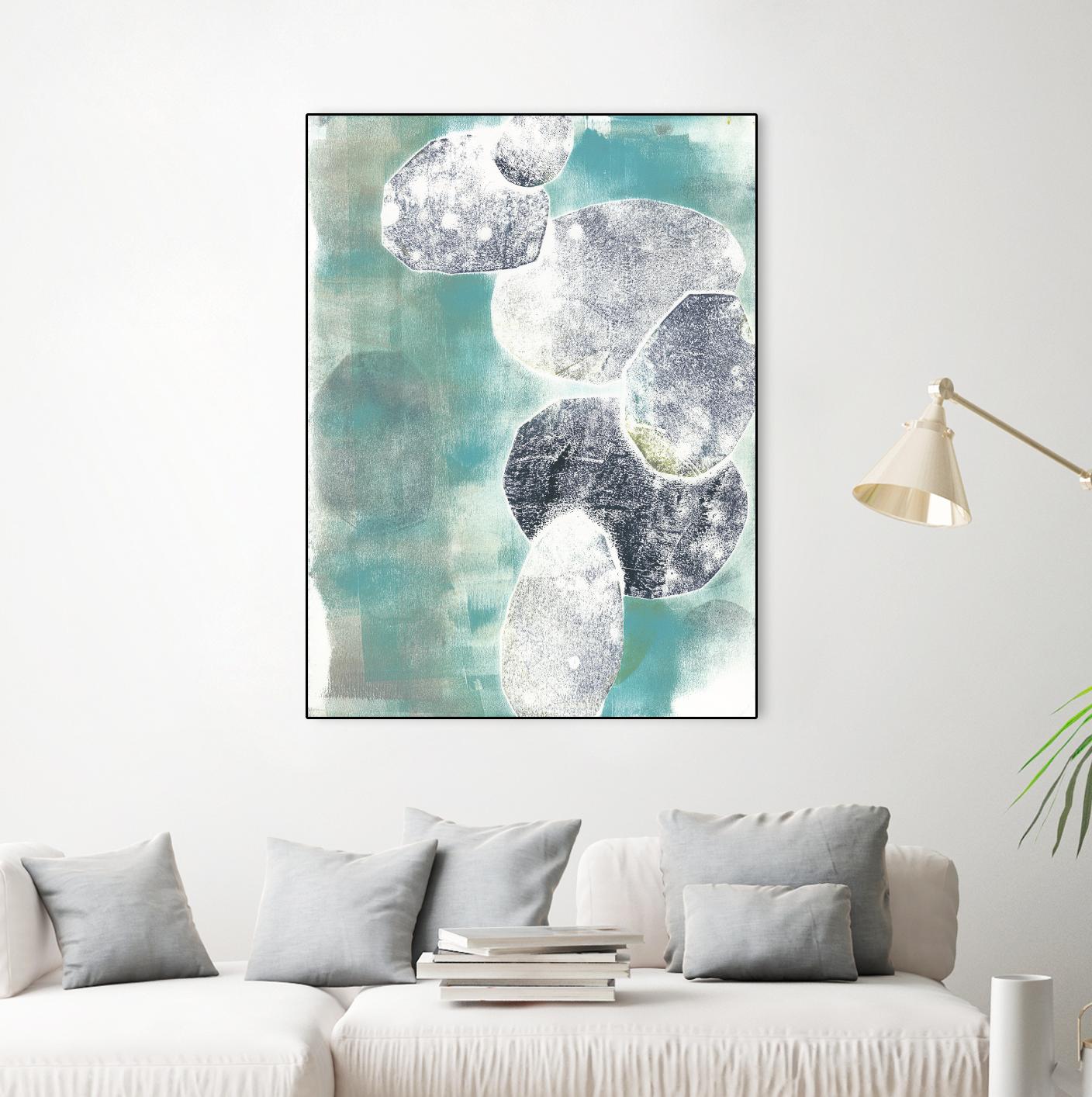 Descending Orbs II by Jennifer Goldberger on GIANT ART - blue abstract