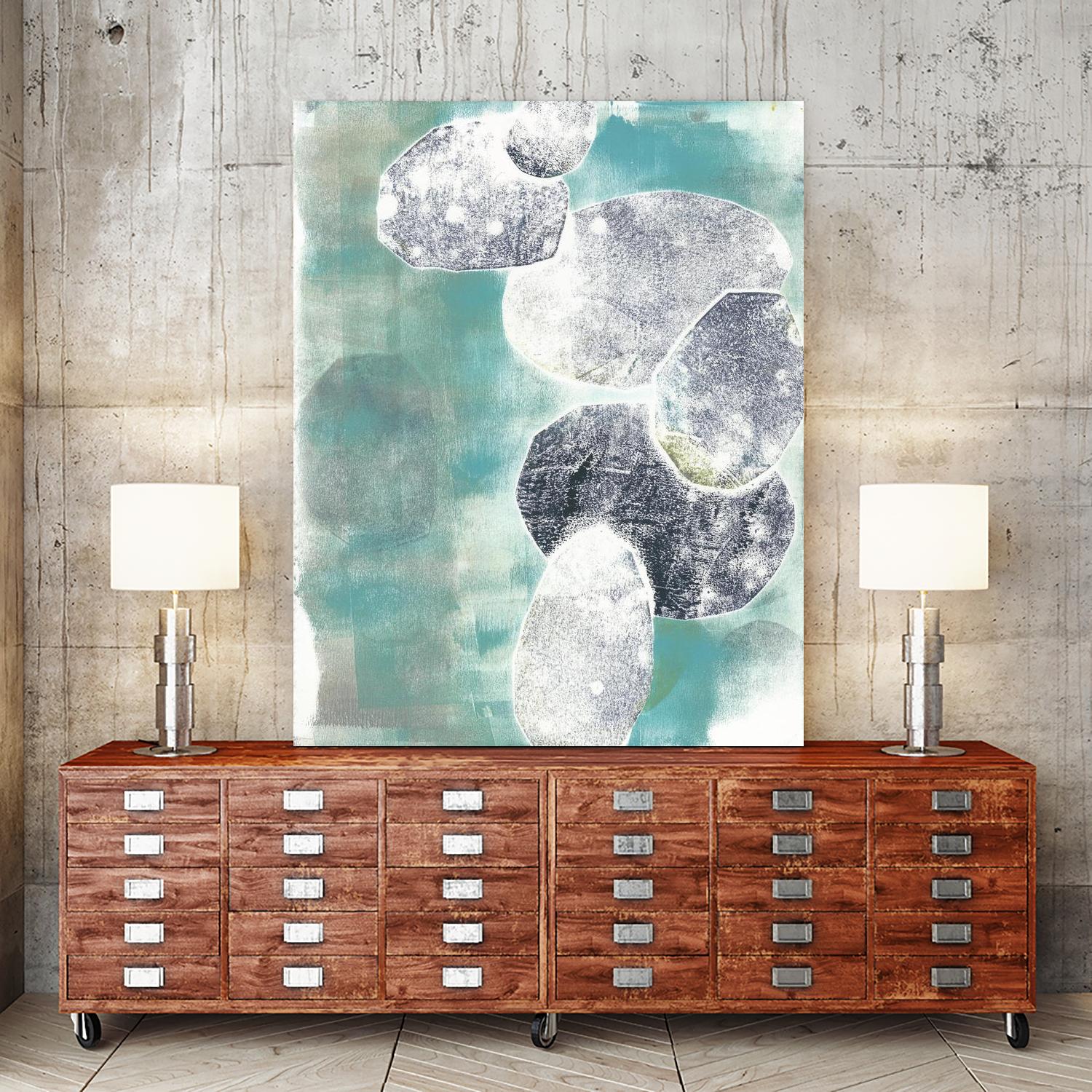 Descending Orbs II by Jennifer Goldberger on GIANT ART - blue abstract