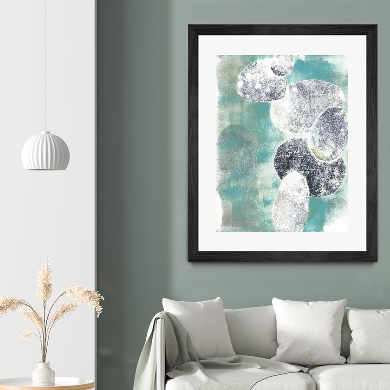 Descending Orbs II by Jennifer Goldberger on GIANT ART - blue abstract