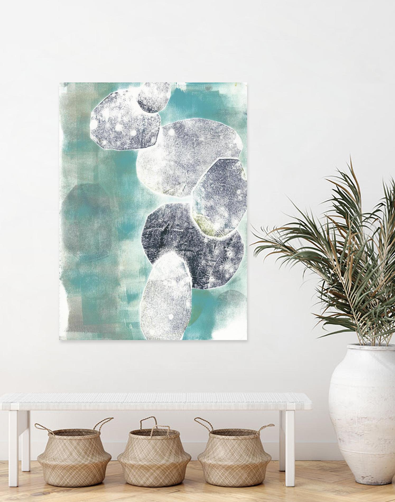 Descending Orbs II by Jennifer Goldberger on GIANT ART - blue abstract