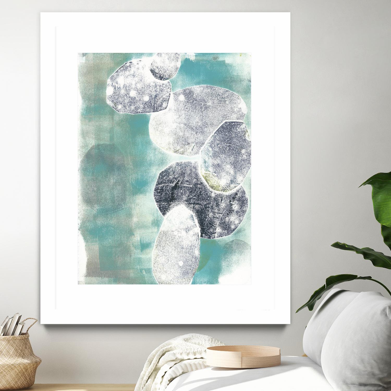 Descending Orbs II by Jennifer Goldberger on GIANT ART - blue abstract