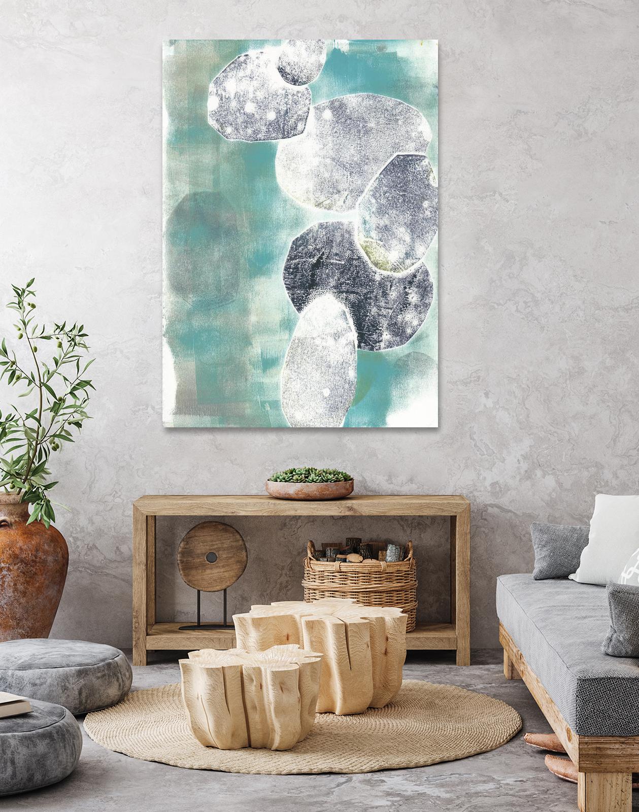 Descending Orbs II by Jennifer Goldberger on GIANT ART - blue abstract