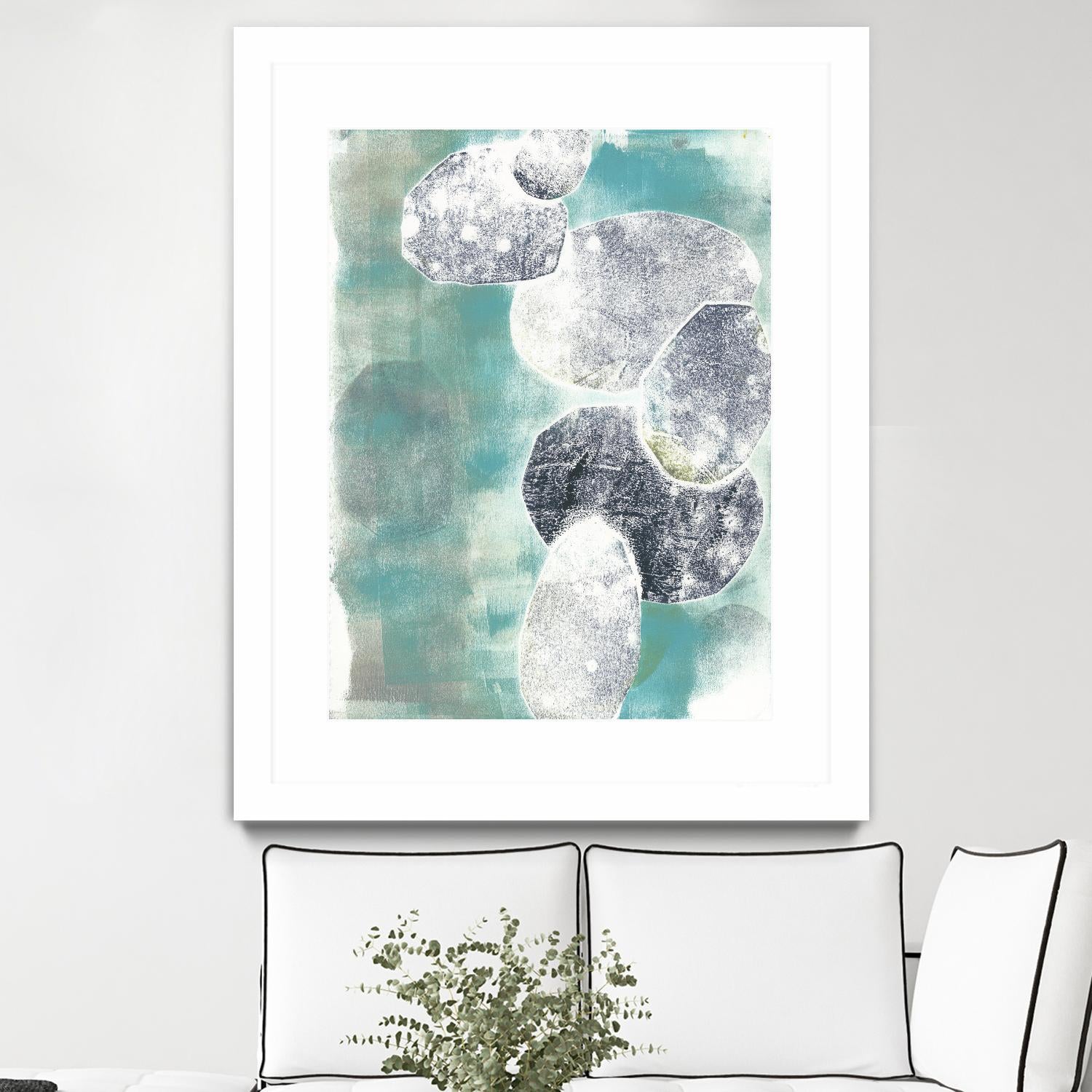 Descending Orbs II by Jennifer Goldberger on GIANT ART - blue abstract