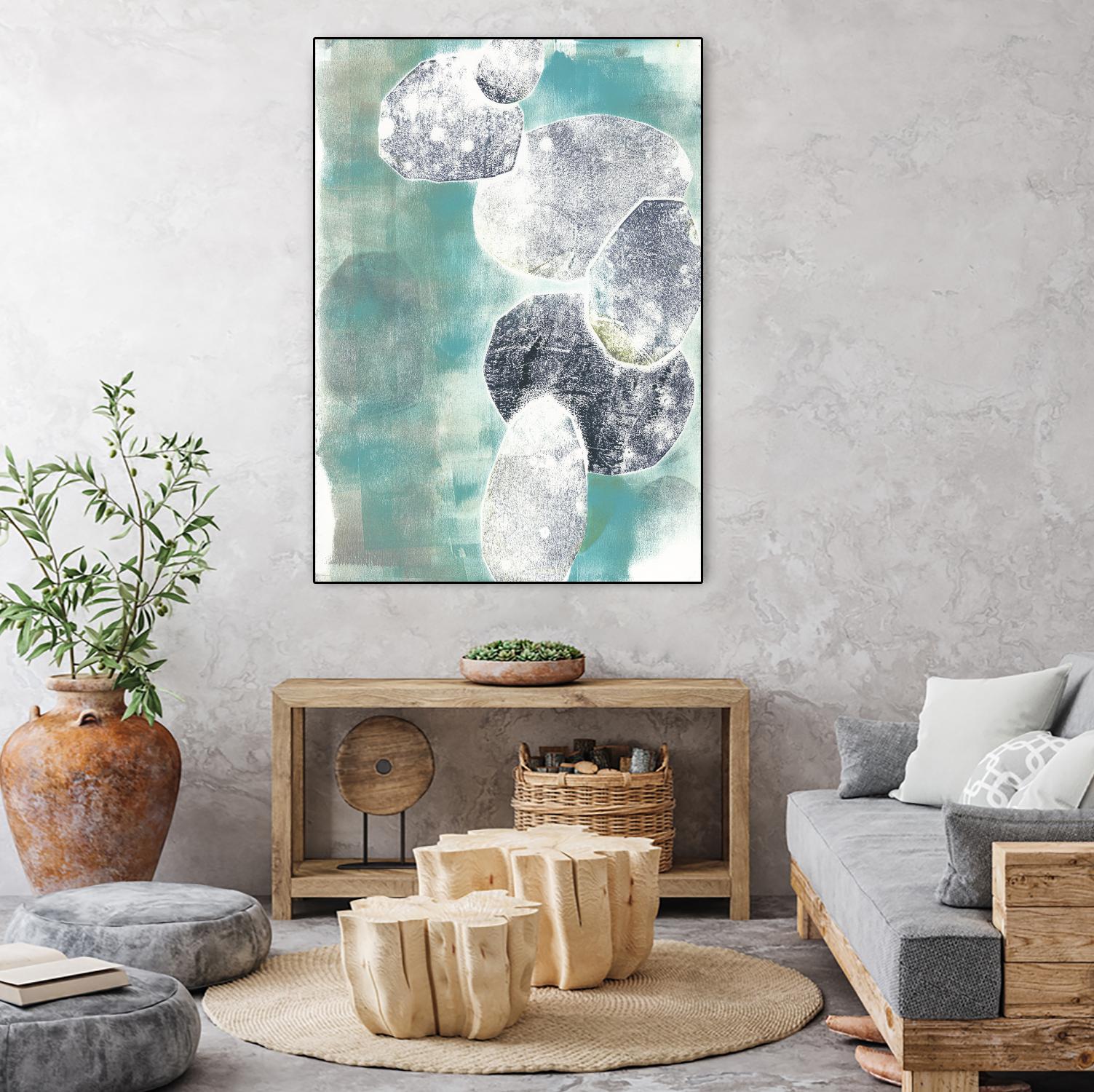 Descending Orbs II by Jennifer Goldberger on GIANT ART - blue abstract