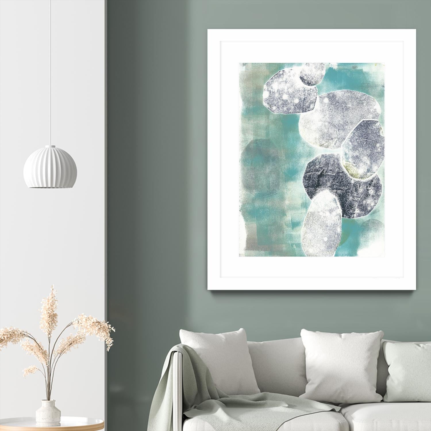 Descending Orbs II by Jennifer Goldberger on GIANT ART - blue abstract