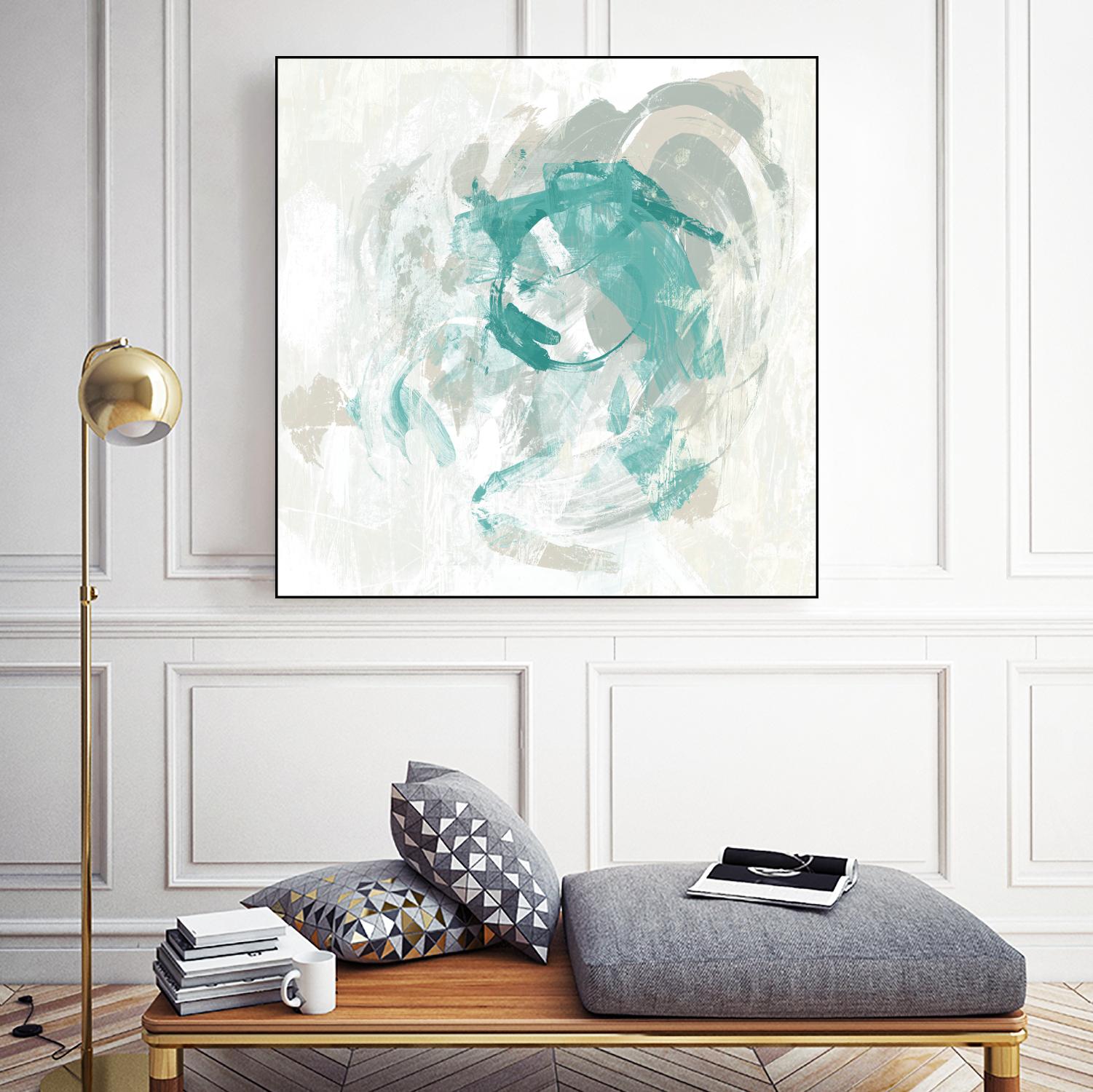 Teal Fog I by June Erica Vess on GIANT ART - green abstract
