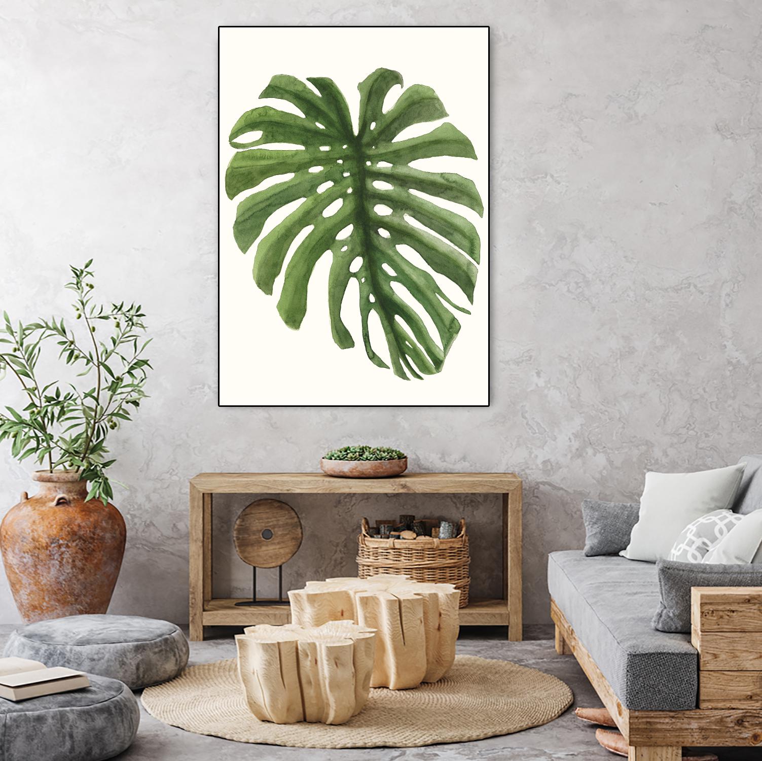 Tropical Breeze Leaves I by Naomi McCavitt on GIANT ART - green coastal & tropical greenery