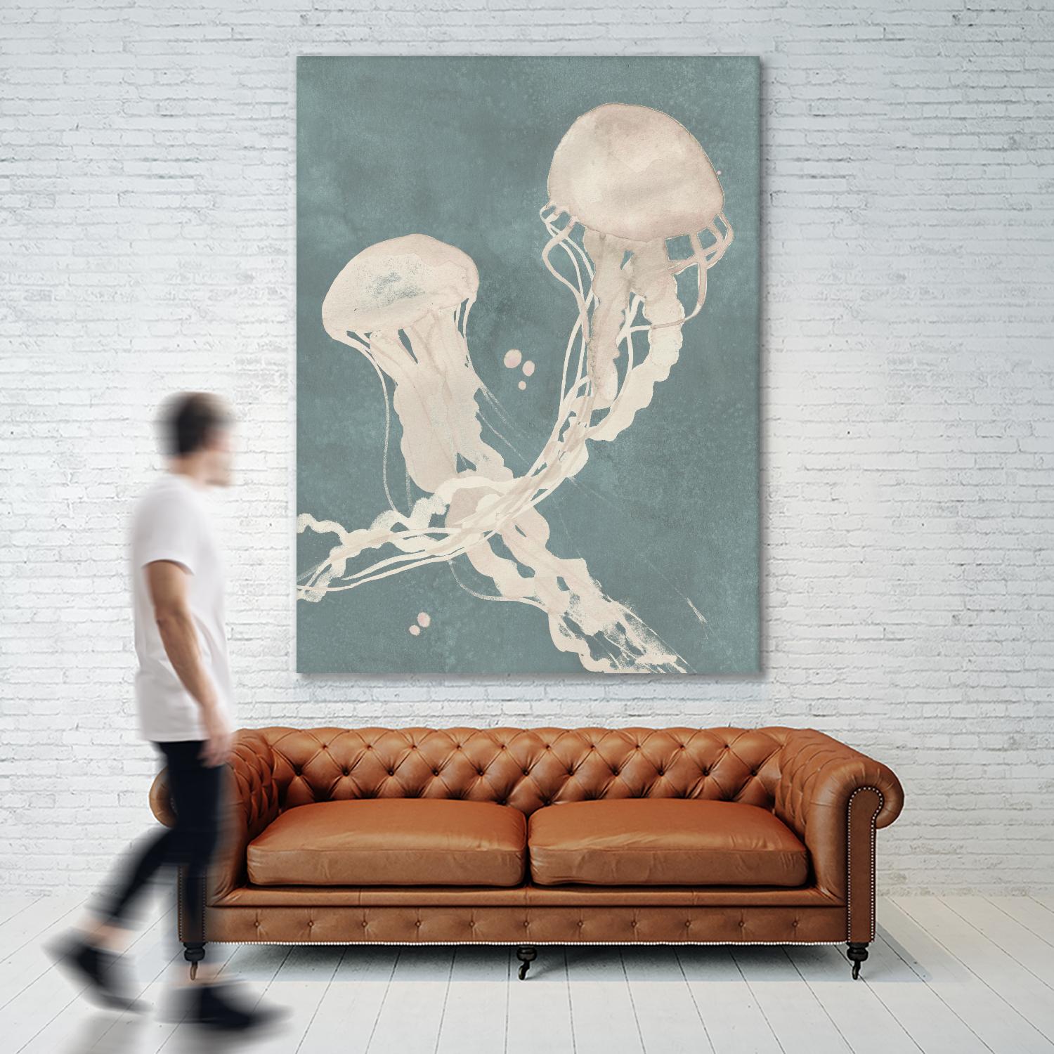 Jellyfish Dance II by Grace Popp on GIANT ART - blue coastal & tropical abstract