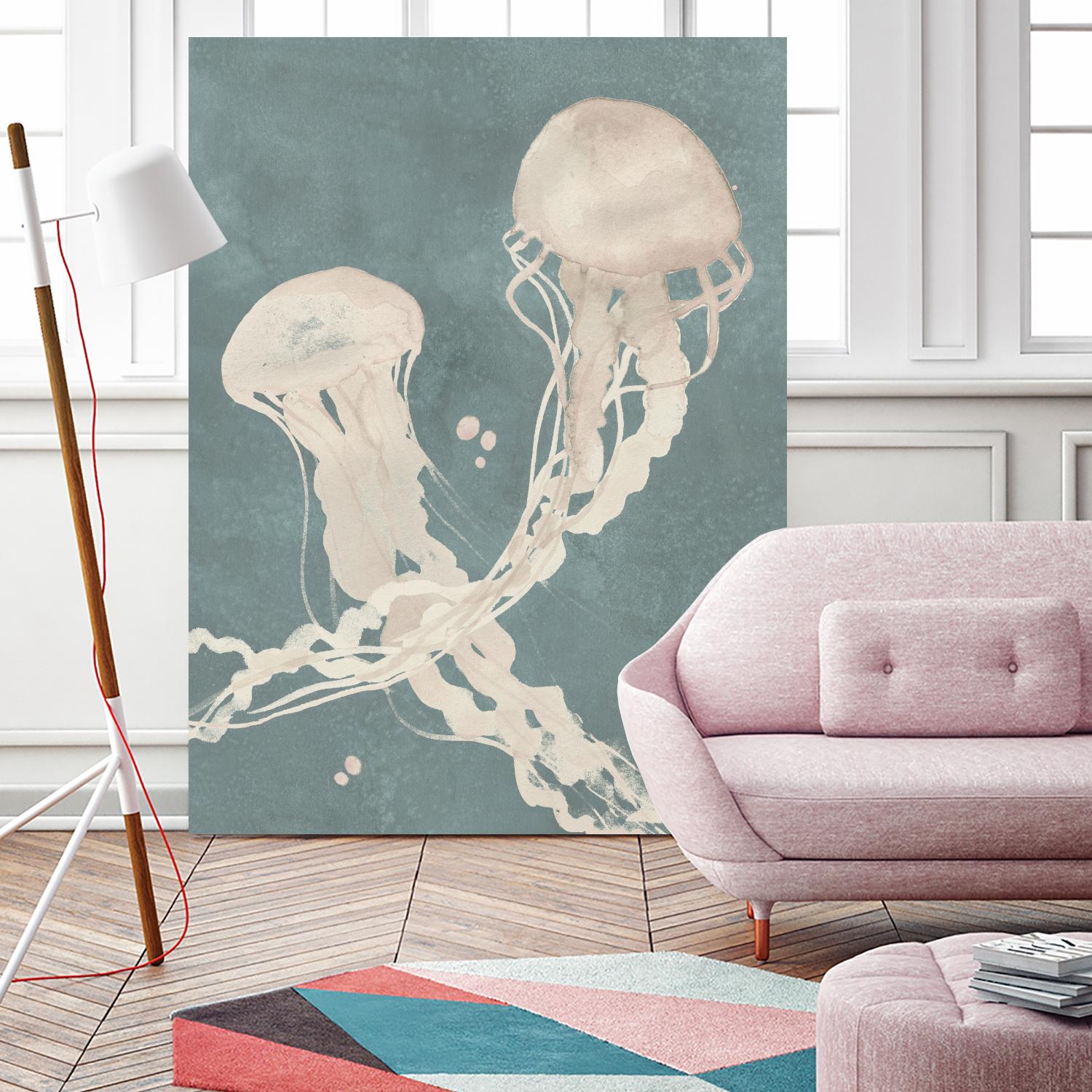 Jellyfish Dance II by Grace Popp on GIANT ART - blue coastal & tropical abstract