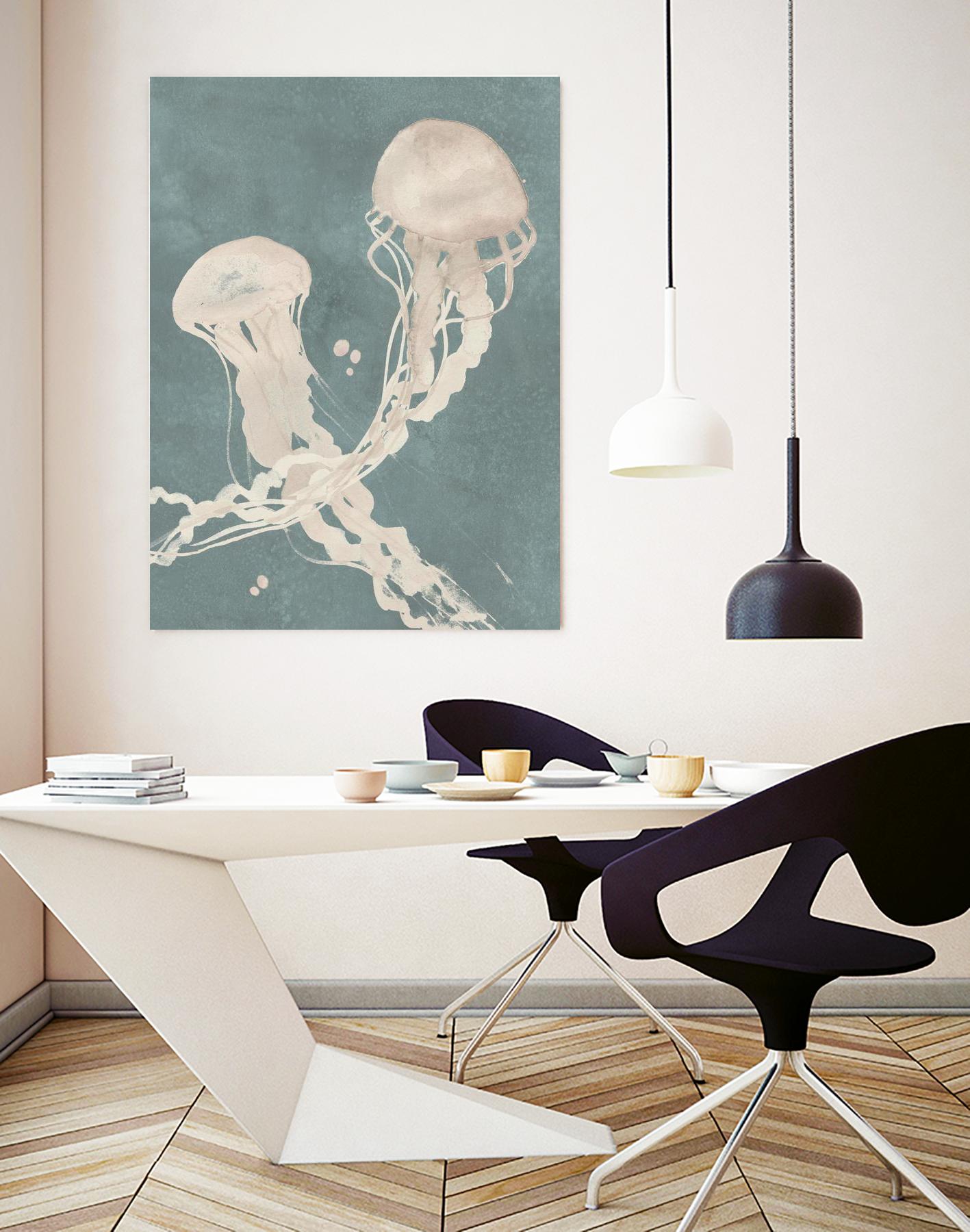 Jellyfish Dance II by Grace Popp on GIANT ART - blue coastal & tropical abstract