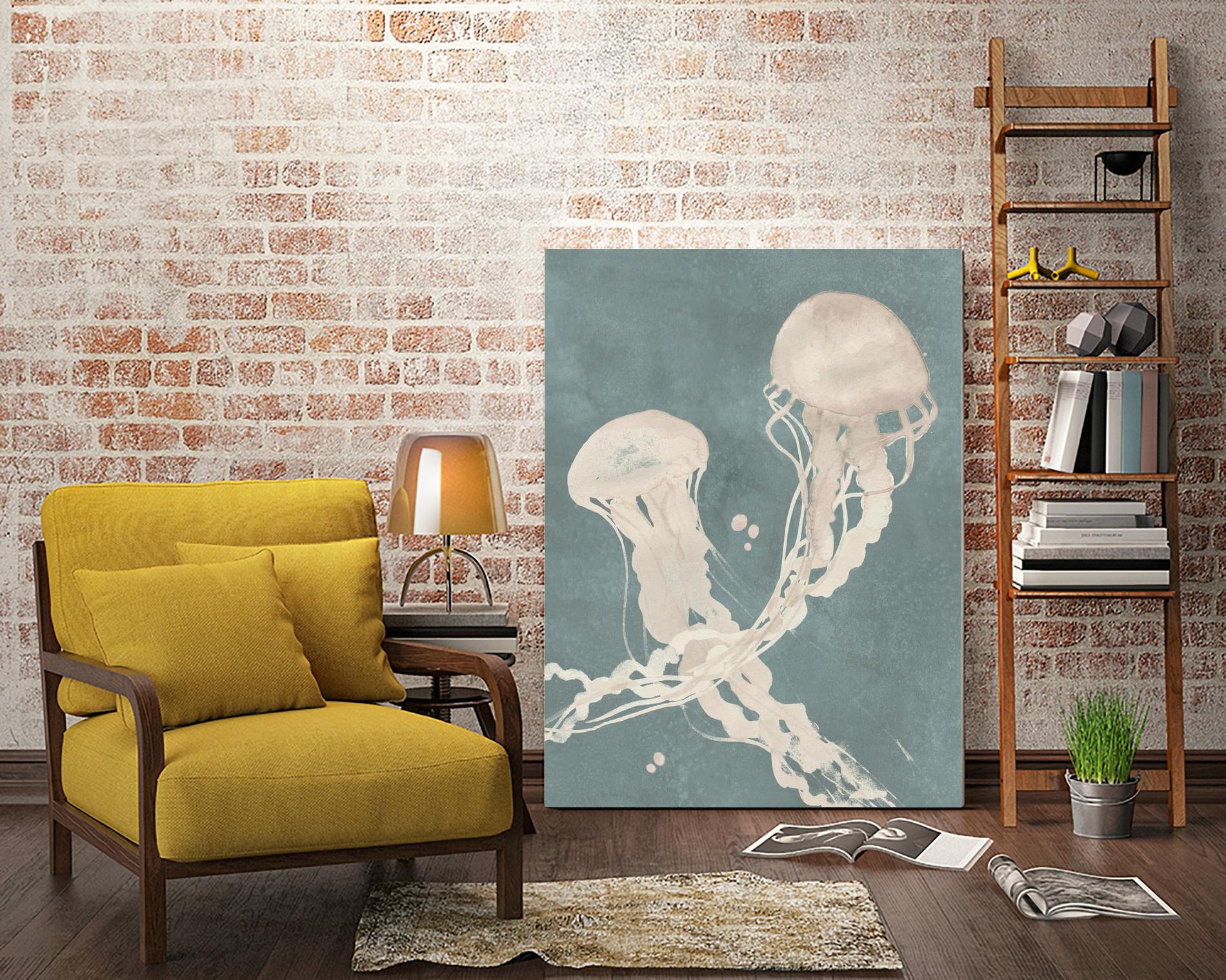 Jellyfish Dance II by Grace Popp on GIANT ART - blue coastal & tropical abstract