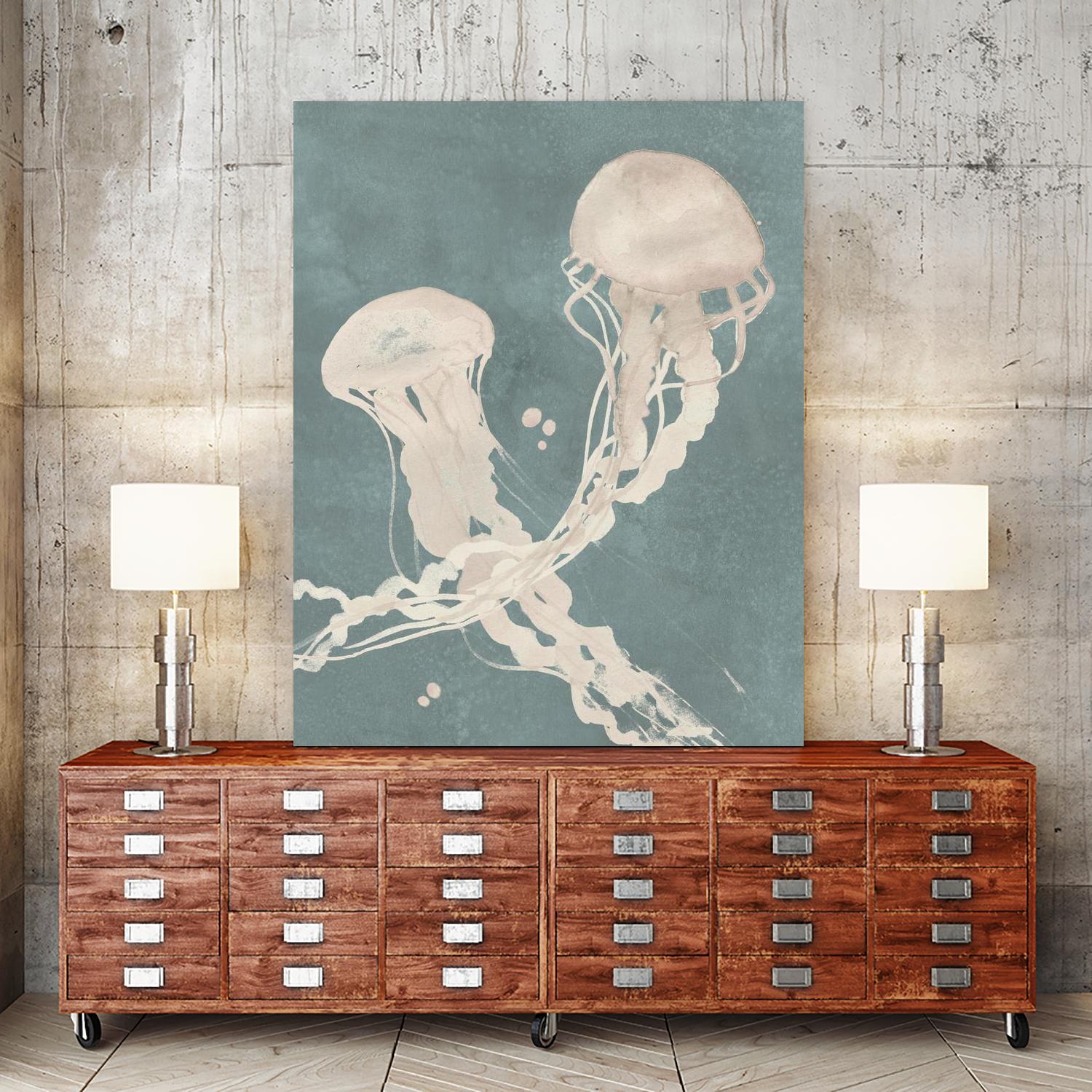 Jellyfish Dance II by Grace Popp on GIANT ART - blue coastal & tropical abstract