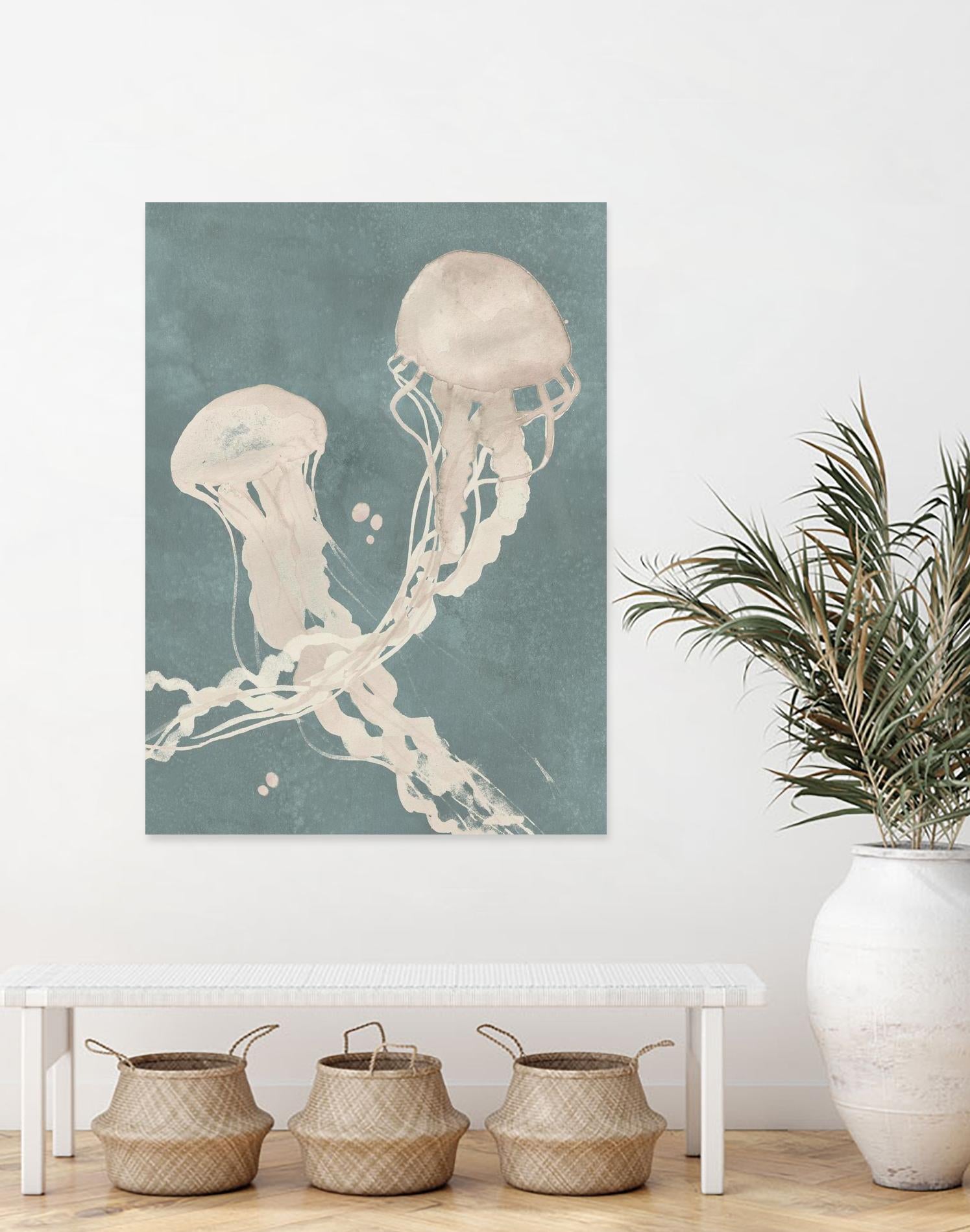 Jellyfish Dance II by Grace Popp on GIANT ART - blue coastal & tropical abstract