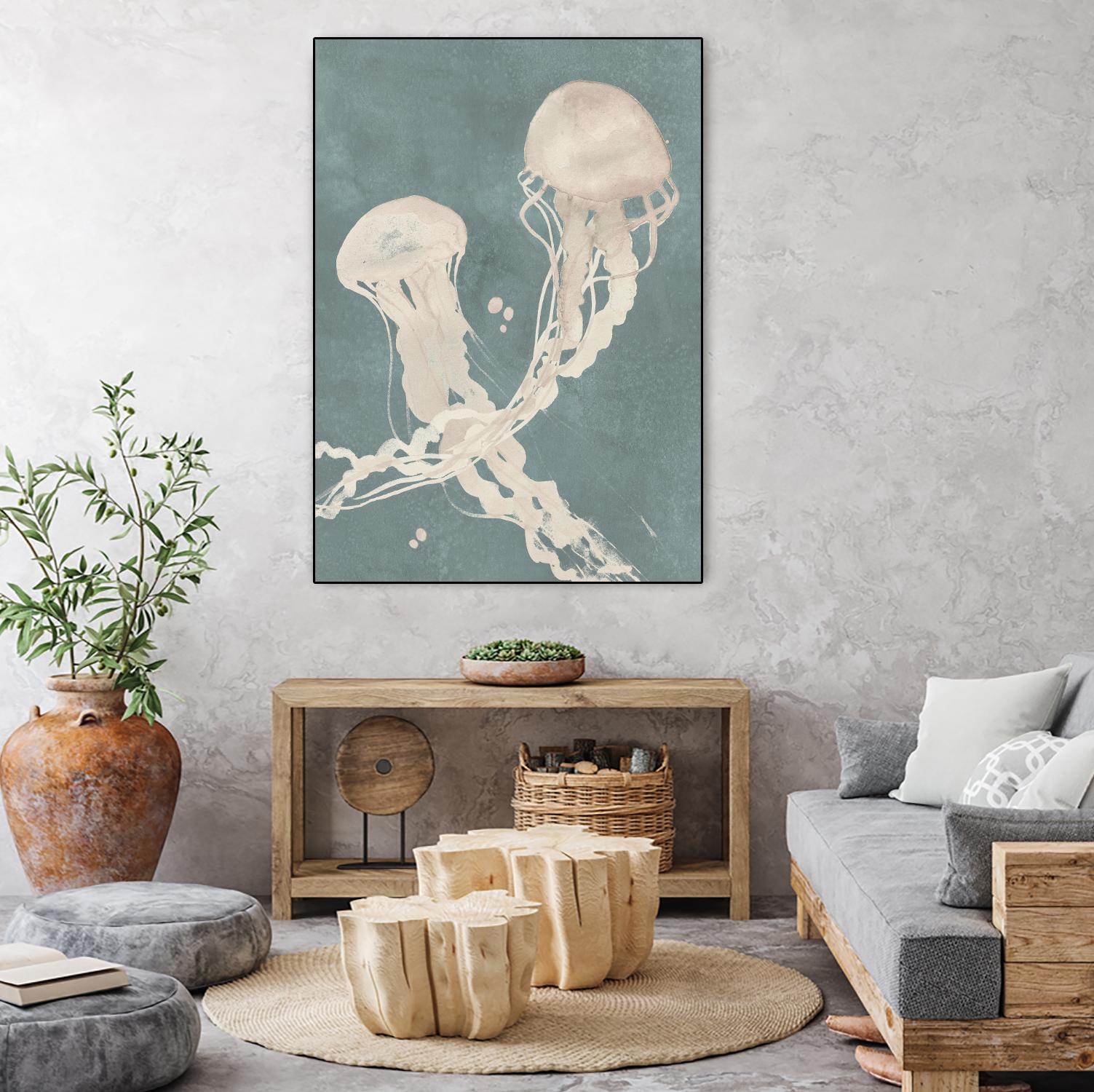 Jellyfish Dance II by Grace Popp on GIANT ART - blue coastal & tropical abstract