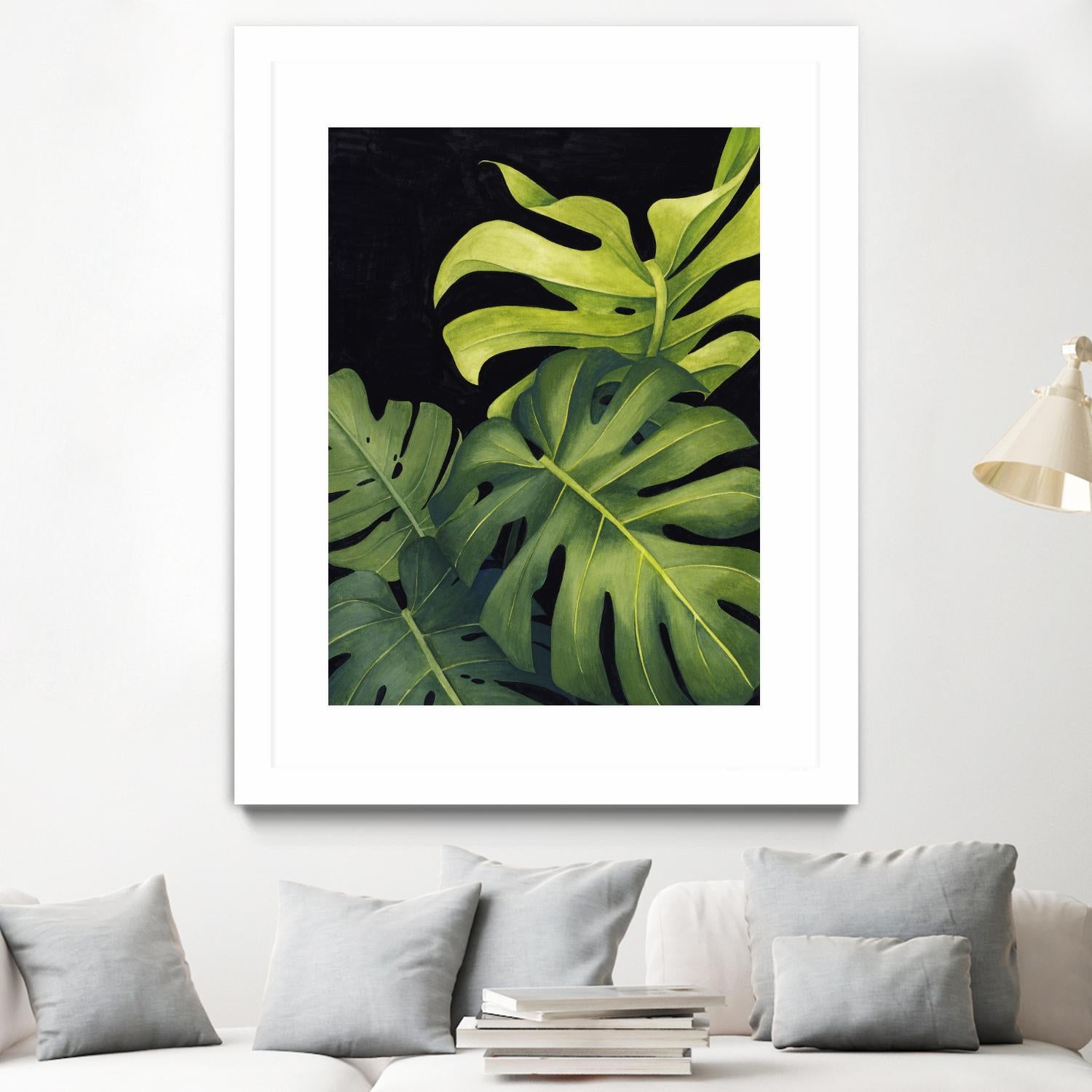 Night Monsteras I by Grace Popp on GIANT ART - green coastal & tropical abstract