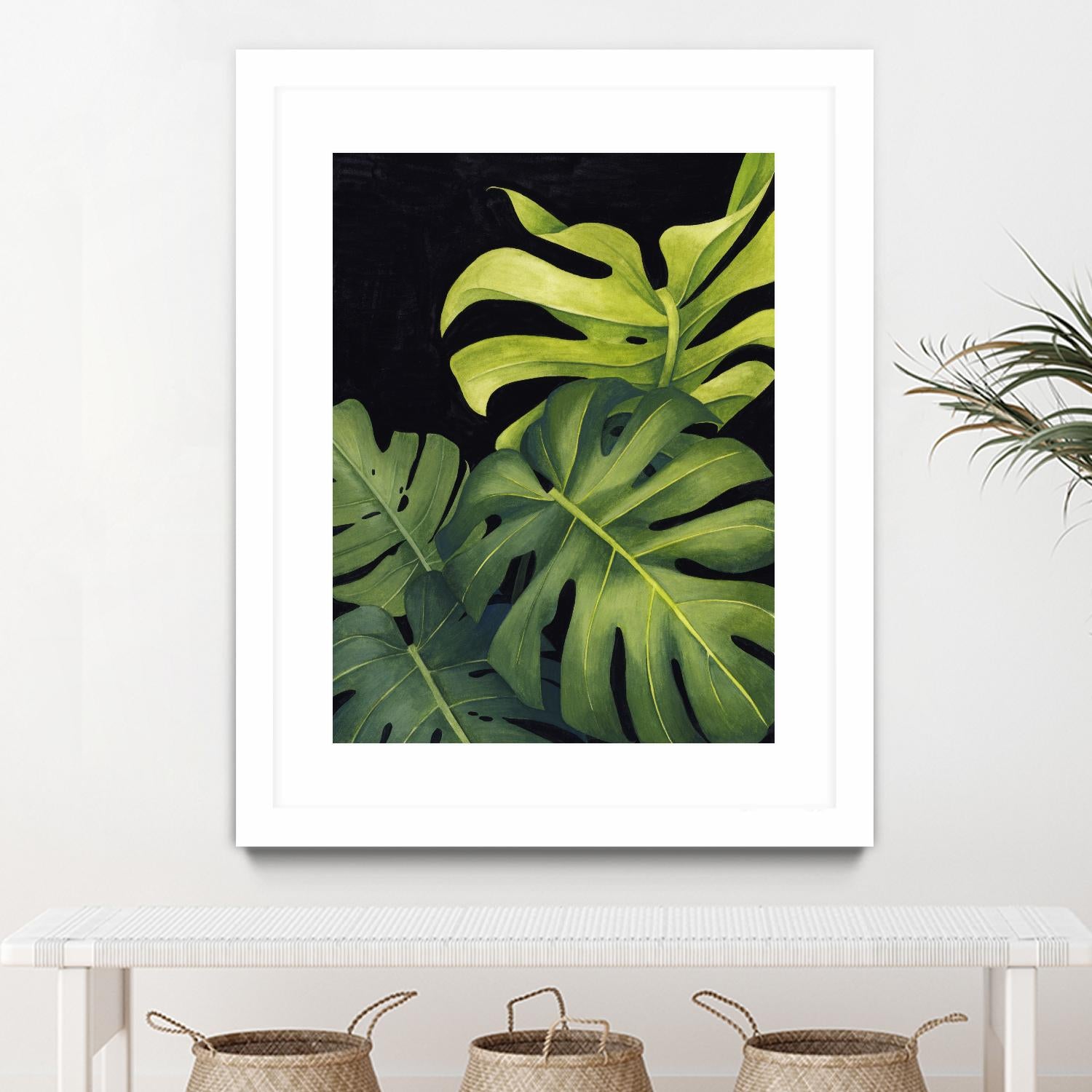 Night Monsteras I by Grace Popp on GIANT ART - green coastal & tropical abstract