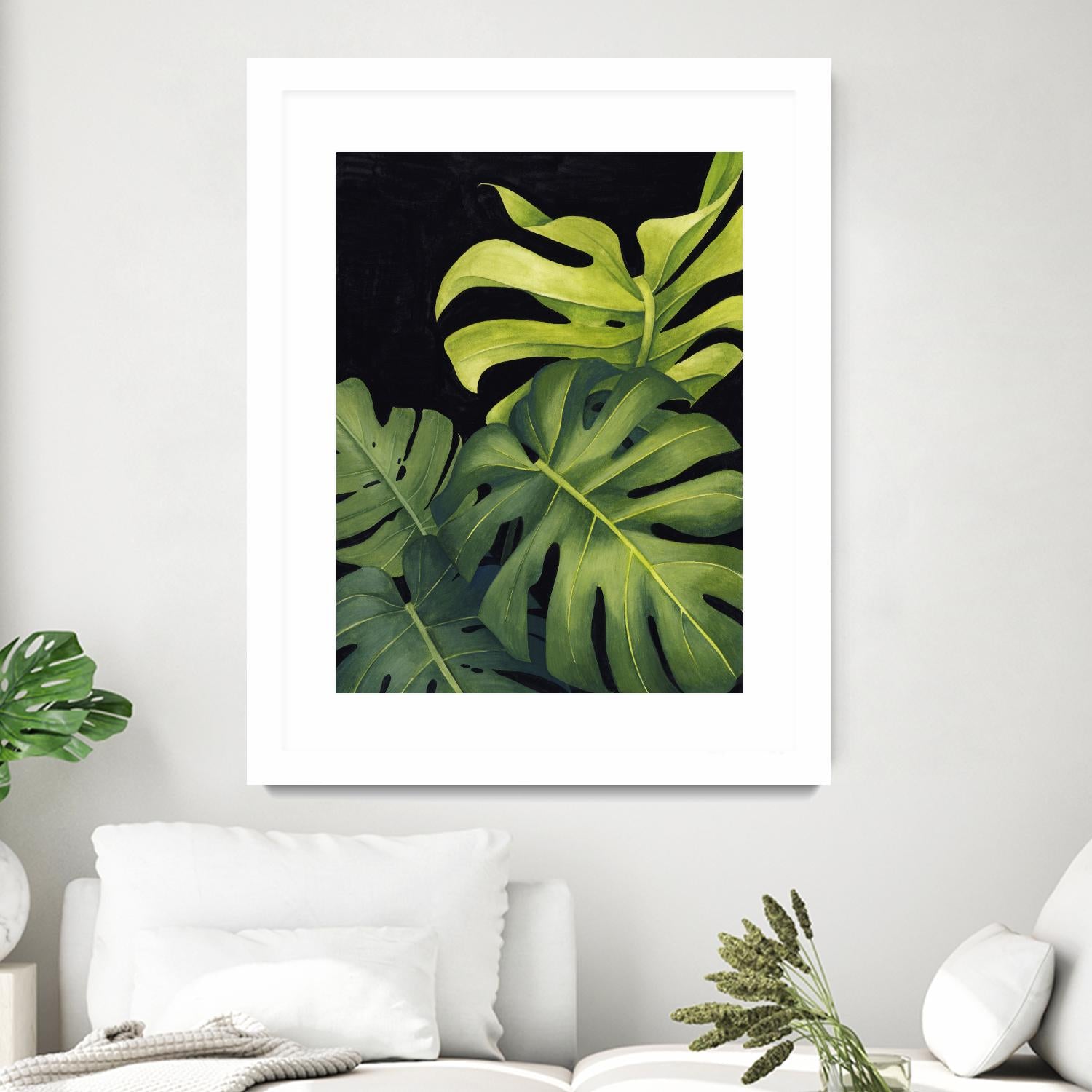 Night Monsteras I by Grace Popp on GIANT ART - green coastal & tropical abstract