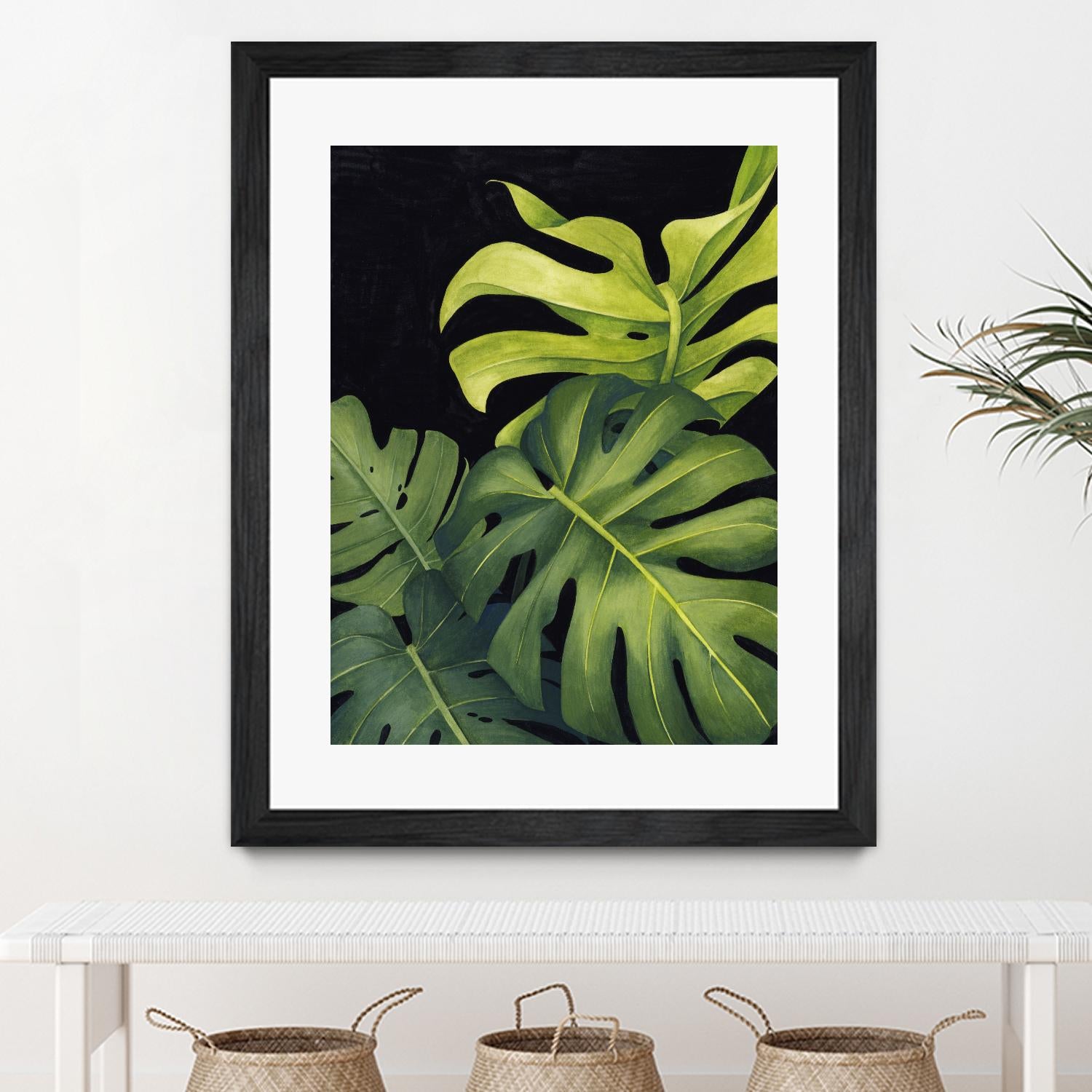 Night Monsteras I by Grace Popp on GIANT ART - green coastal & tropical abstract