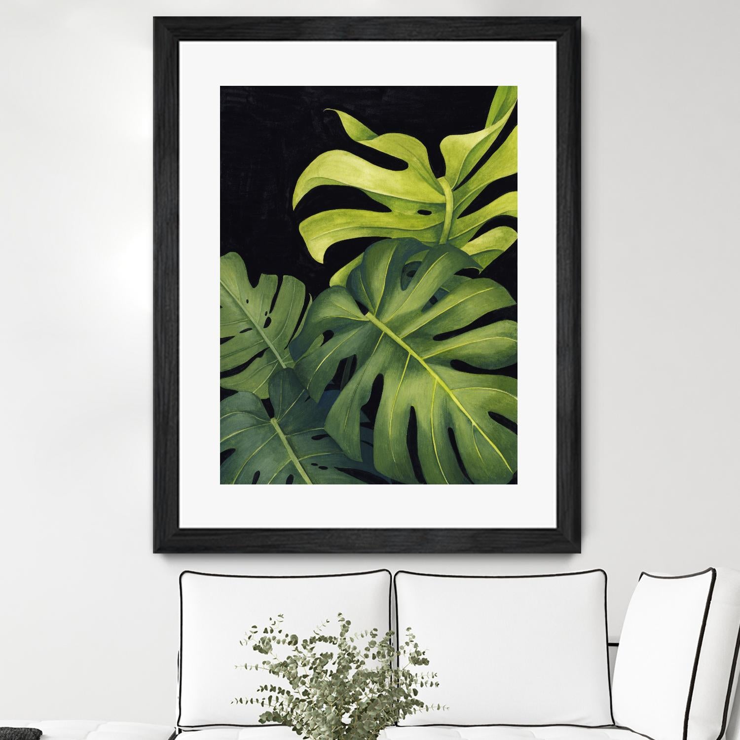 Night Monsteras I by Grace Popp on GIANT ART - green coastal & tropical abstract