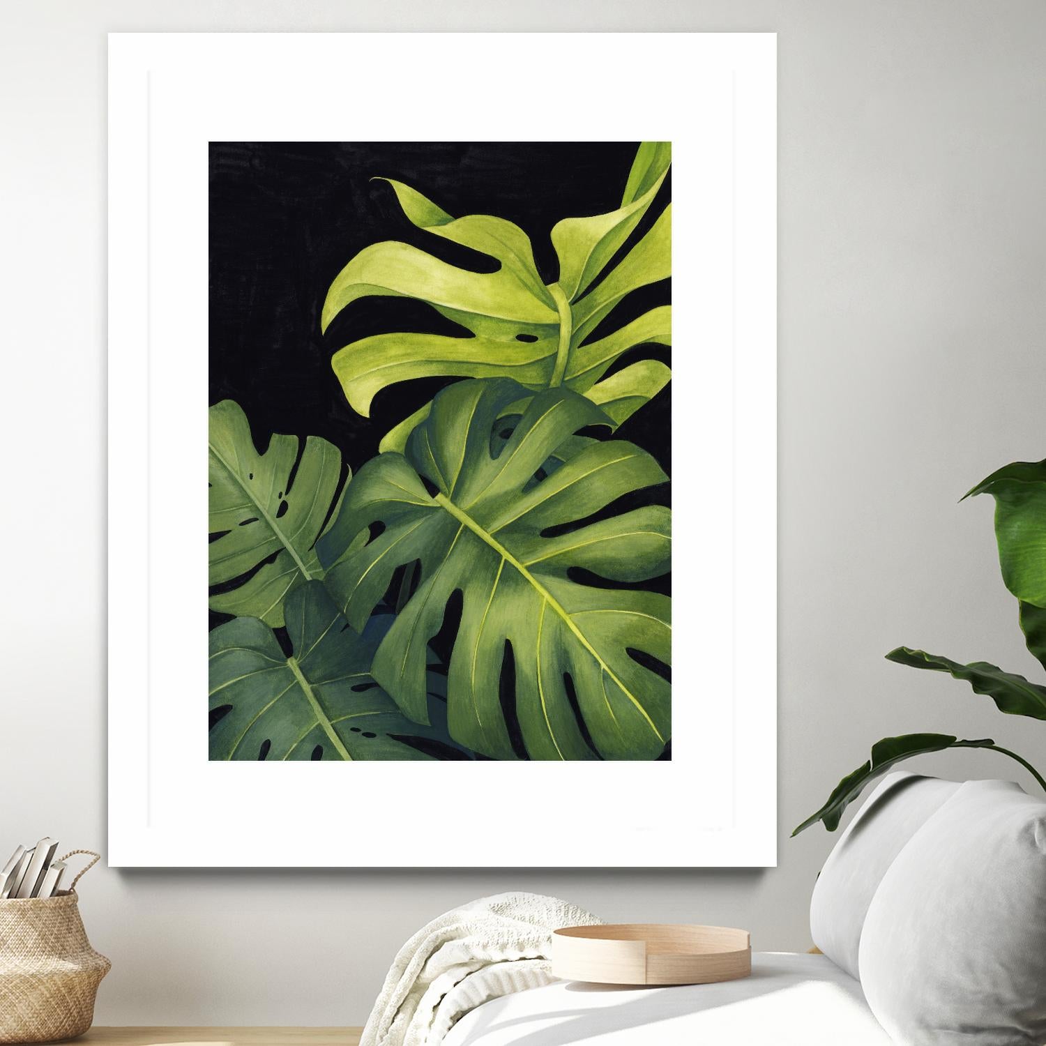 Night Monsteras I by Grace Popp on GIANT ART - green coastal & tropical abstract