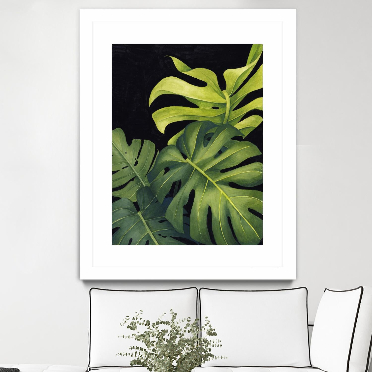Night Monsteras I by Grace Popp on GIANT ART - green coastal & tropical abstract