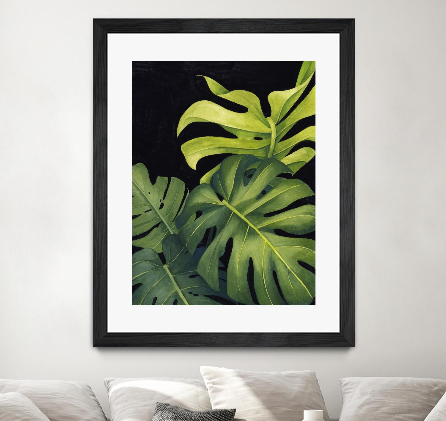 Night Monsteras I by Grace Popp on GIANT ART - green coastal & tropical abstract