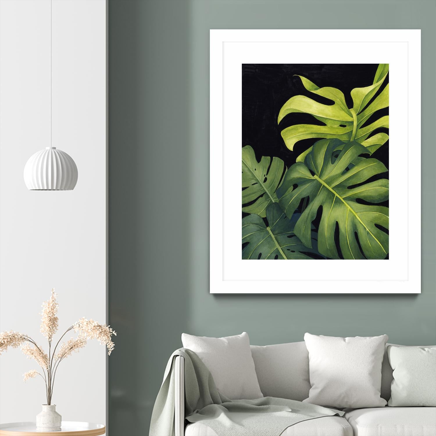 Night Monsteras I by Grace Popp on GIANT ART - green coastal & tropical abstract