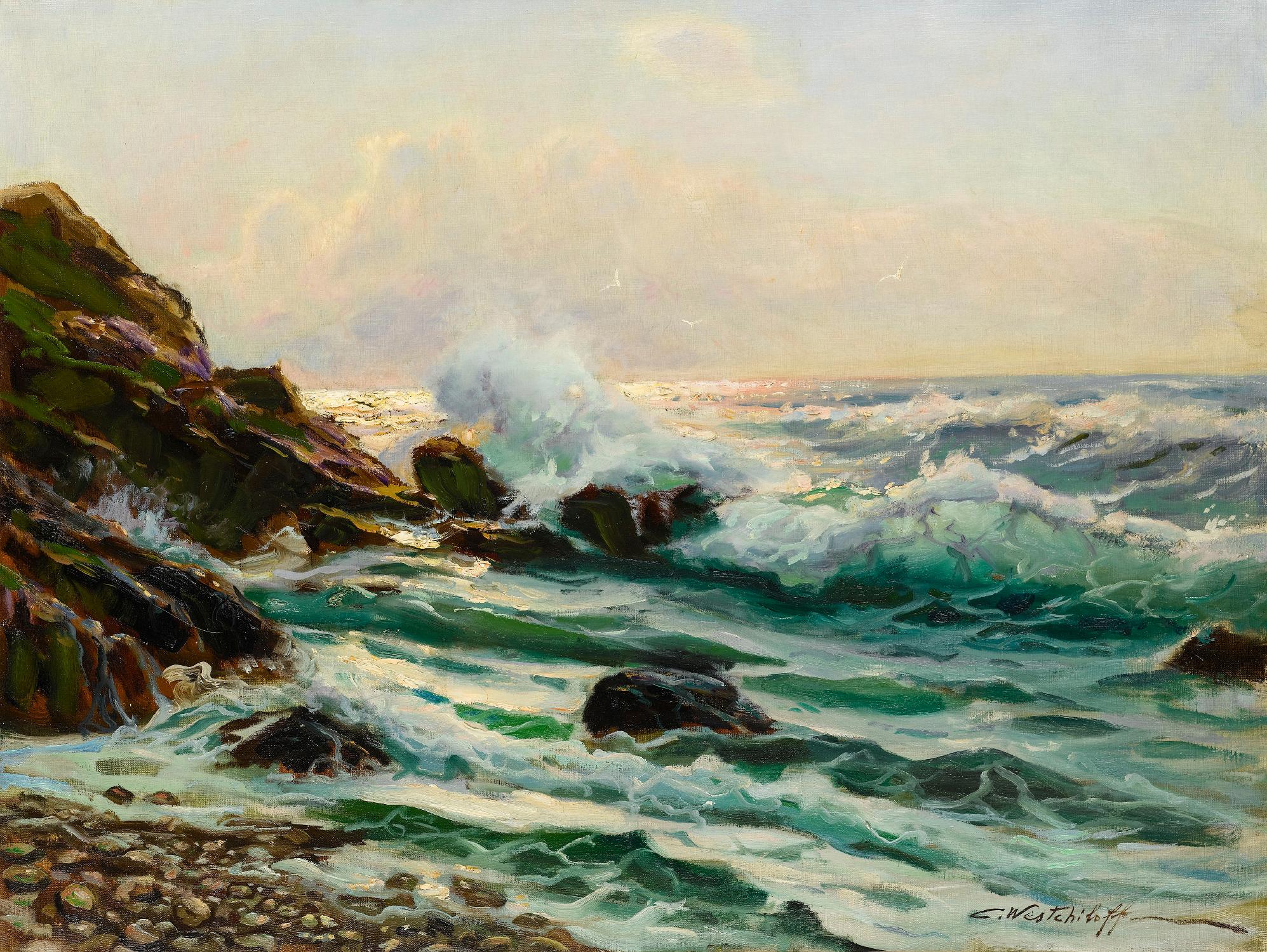Main Seascape I by Constantin Alexandrovitch Westchiloff on GIANT ART - green coastal & tropical sea