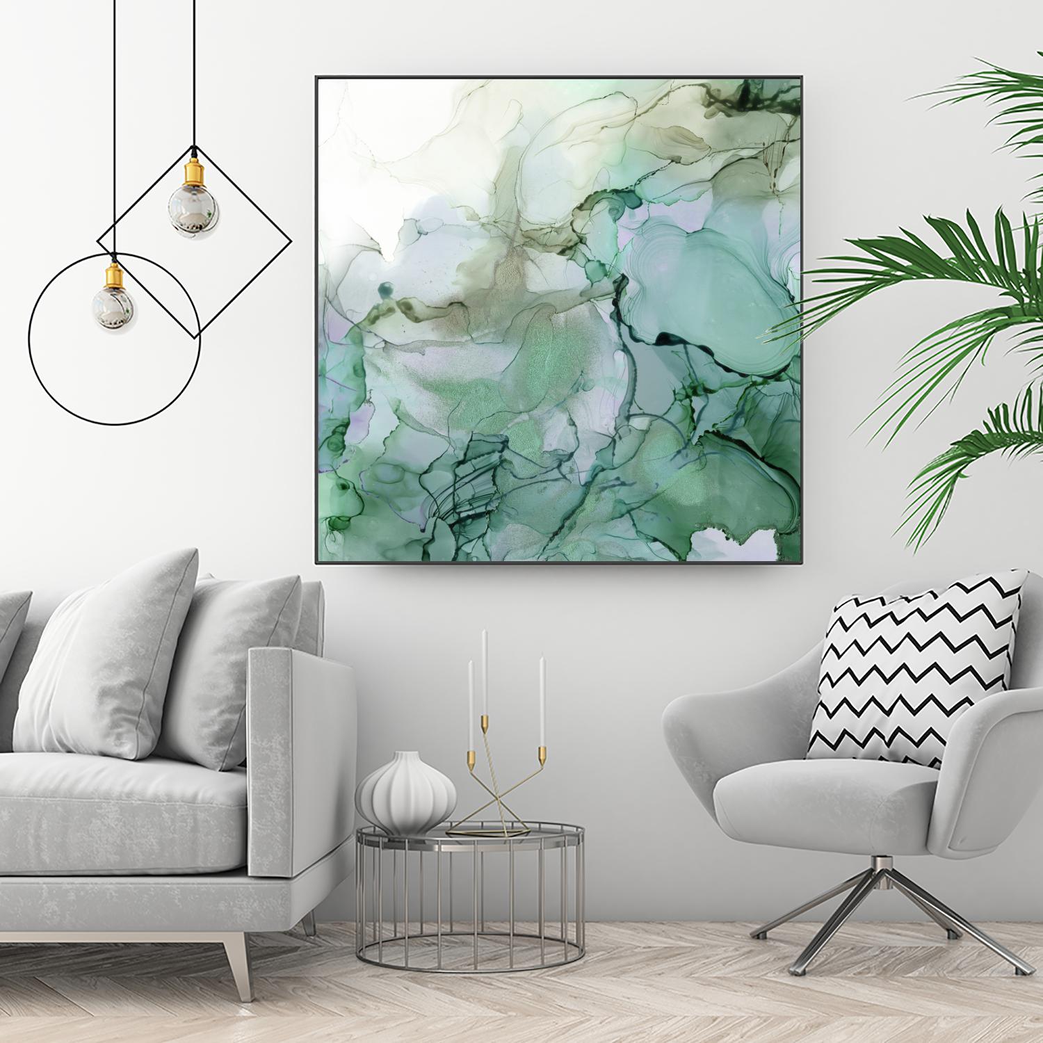 Emerald Cavern I by Jennifer Goldberger on GIANT ART - green abstract abstract