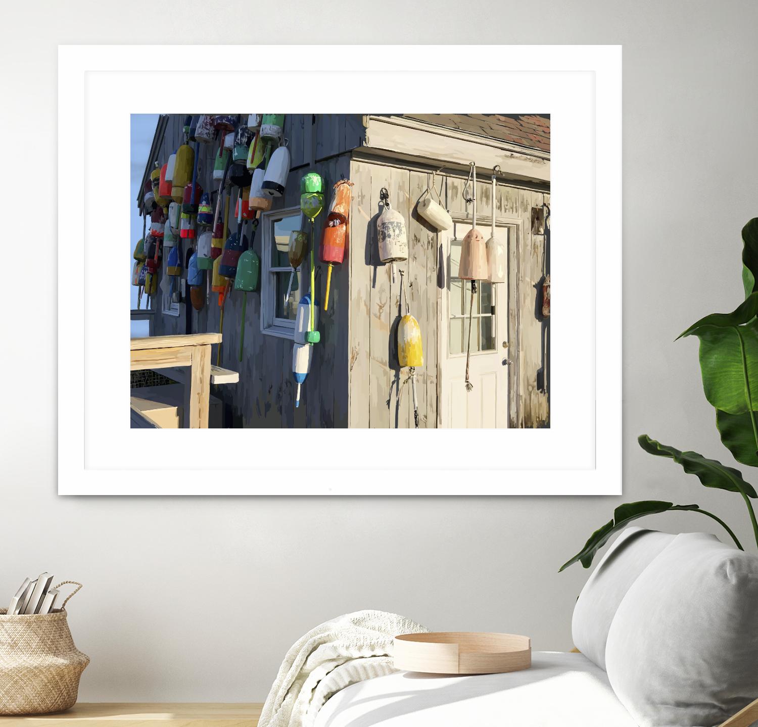 Hut on Badgers Island I by Emily Kalina on GIANT ART - pink coastal & tropical abstract