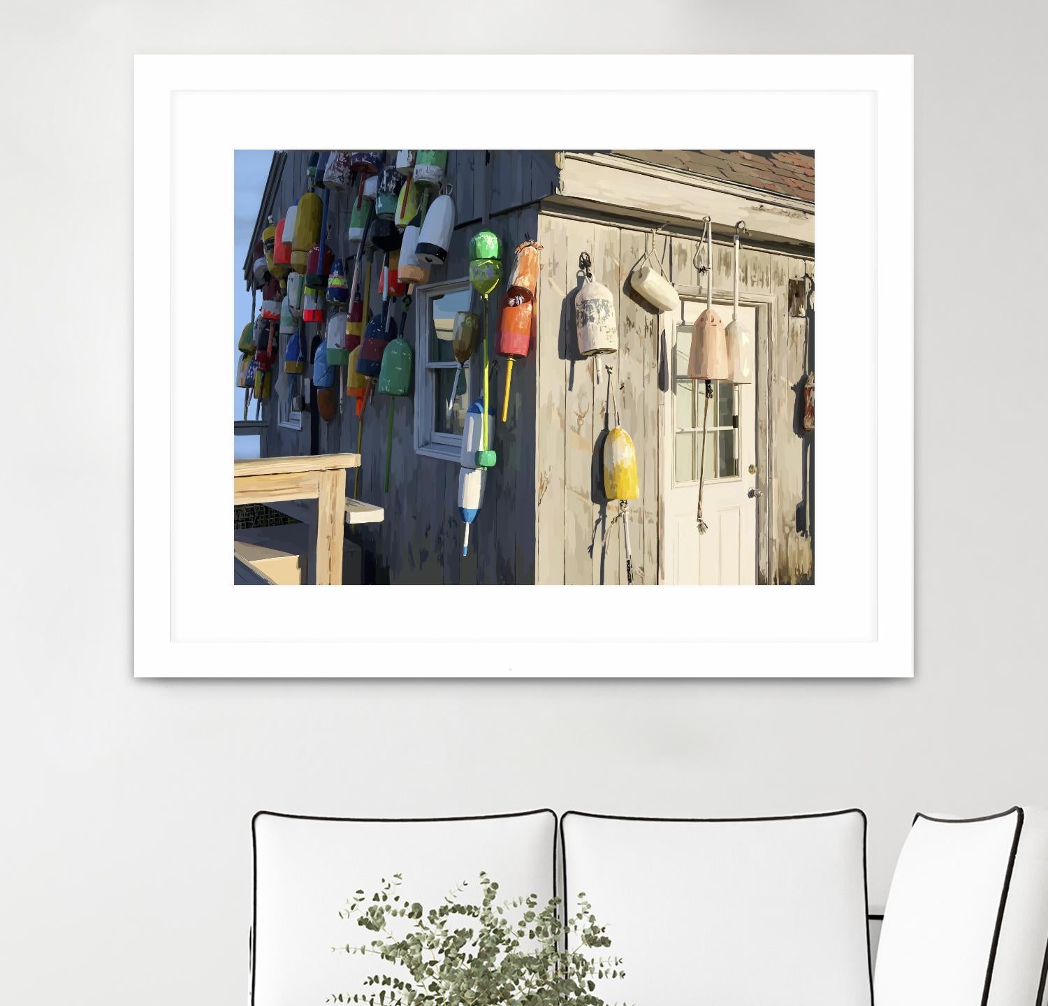 Hut on Badgers Island I by Emily Kalina on GIANT ART - pink coastal & tropical abstract