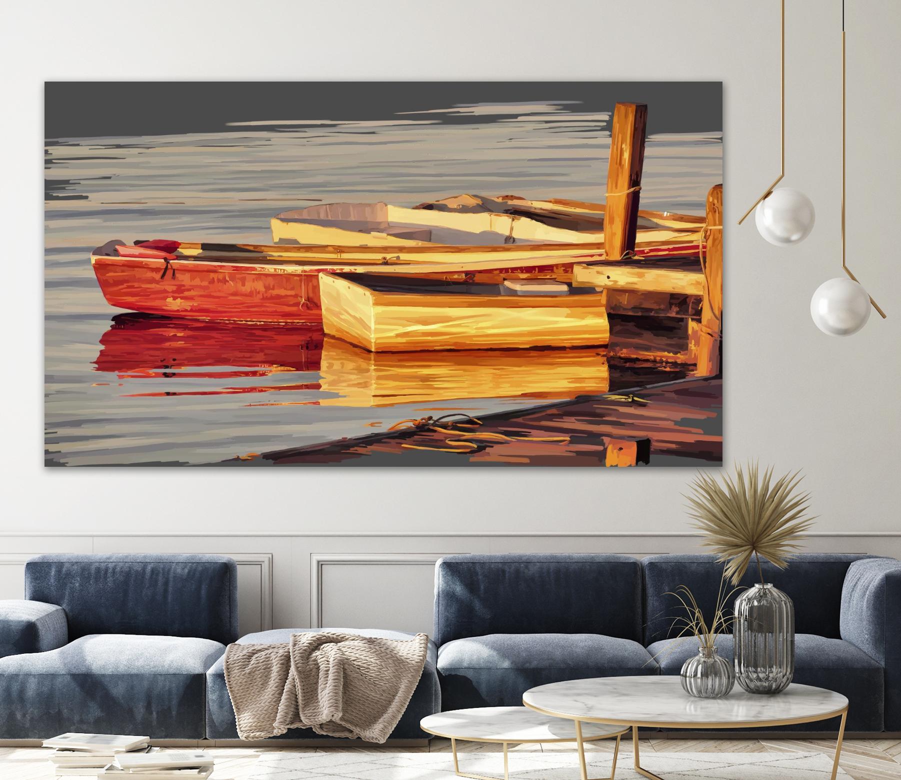 In the Golden Light I by Emily Kalina on GIANT ART - orange coastal & tropical abstract