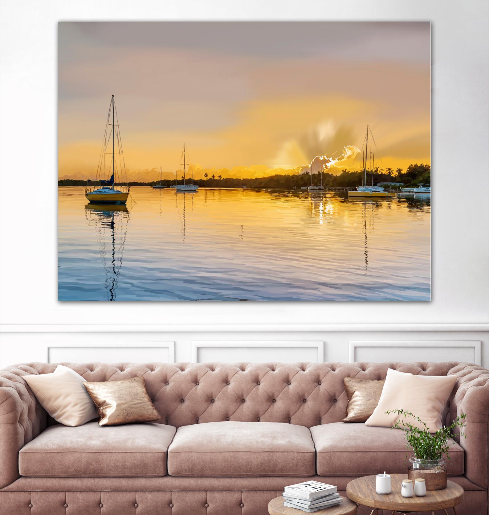 In the Golden Light IV by Emily Kalina on GIANT ART - blue coastal & tropical abstract