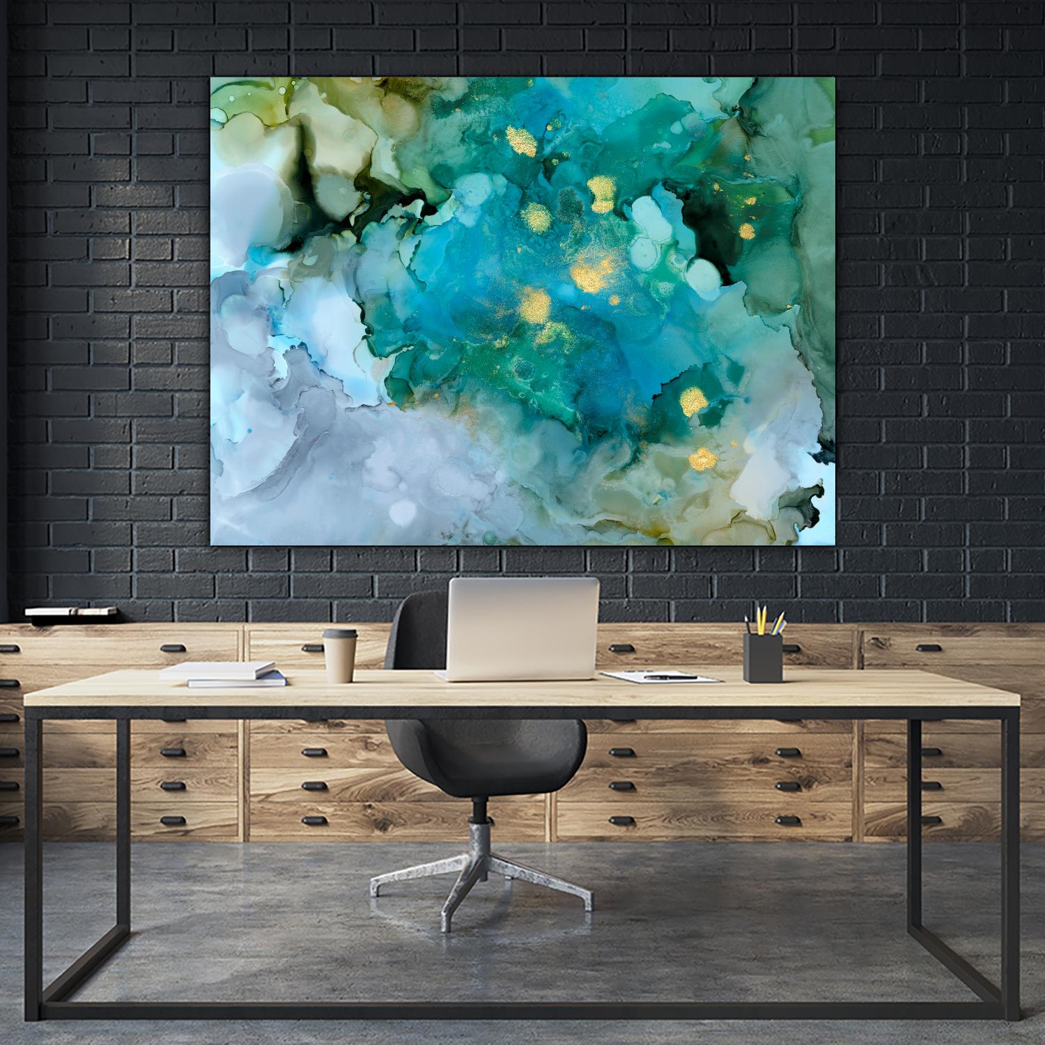 Aqua Brume I by Victoria Borges on GIANT ART - gold abstract abstract