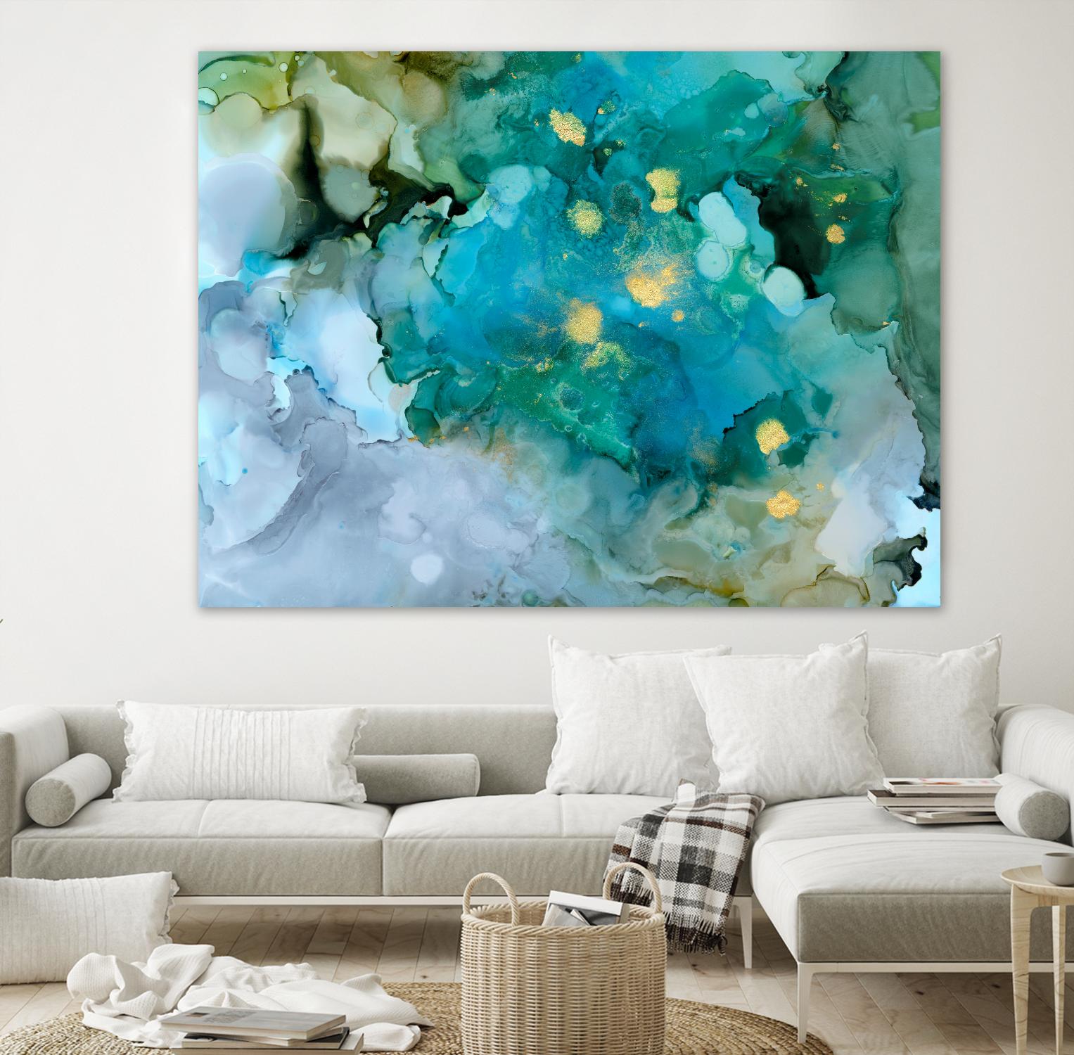 Aqua Brume I by Victoria Borges on GIANT ART - gold abstract abstract