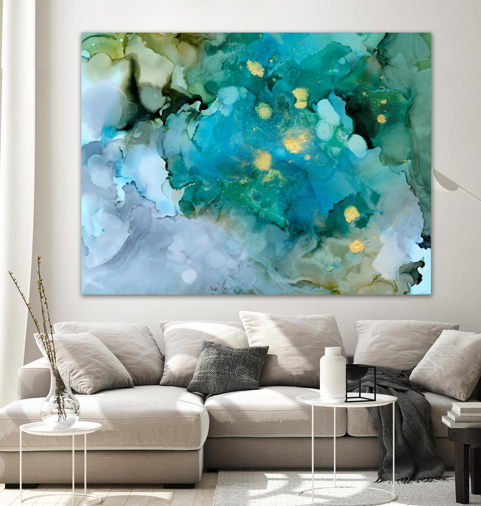 Aqua Brume I by Victoria Borges on GIANT ART - gold abstract abstract